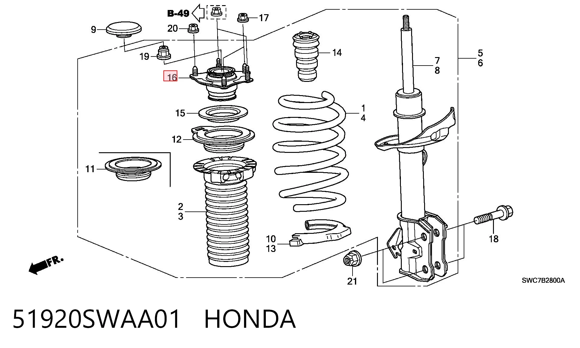 51920SWAA01 Honda Подушка амортизатора переднего