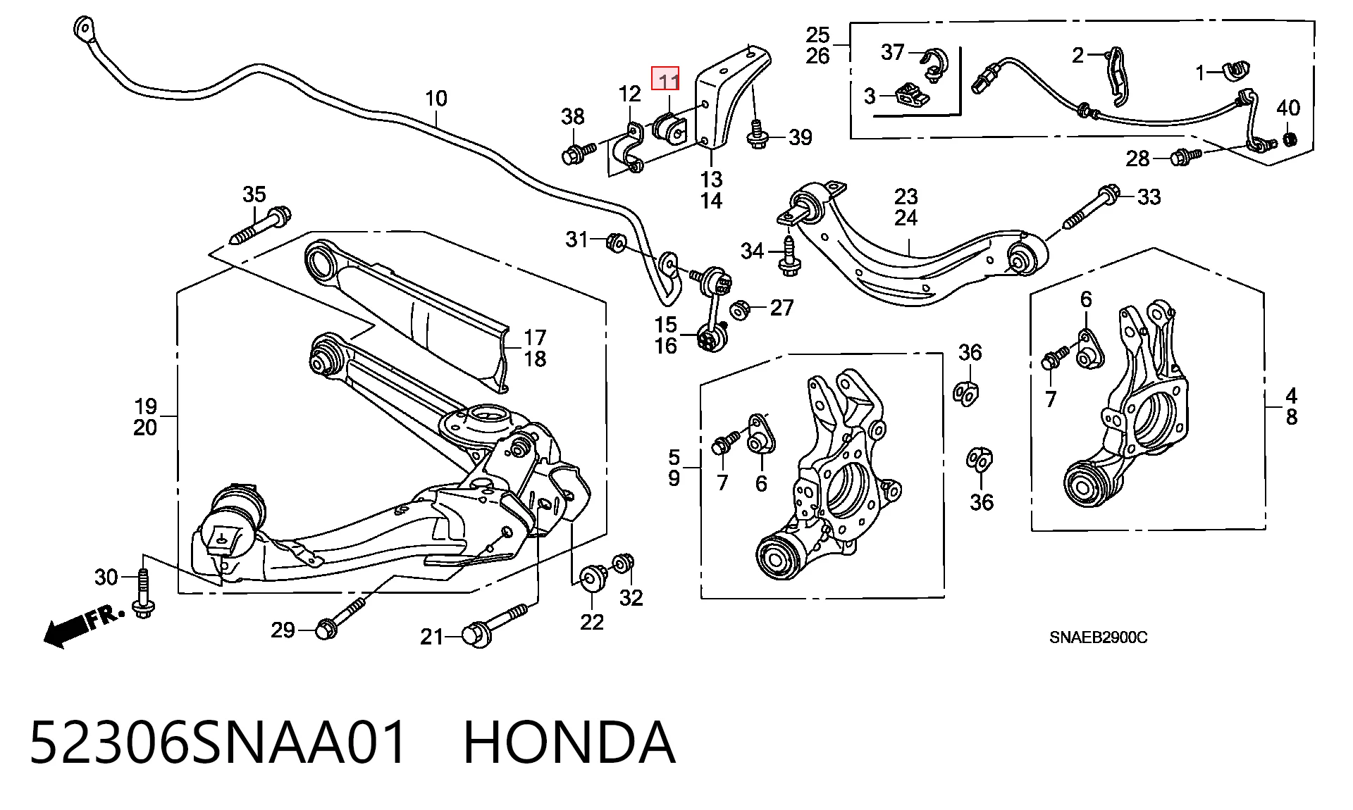 52306SNAA01 Honda Прокладка стабильзатора заднего