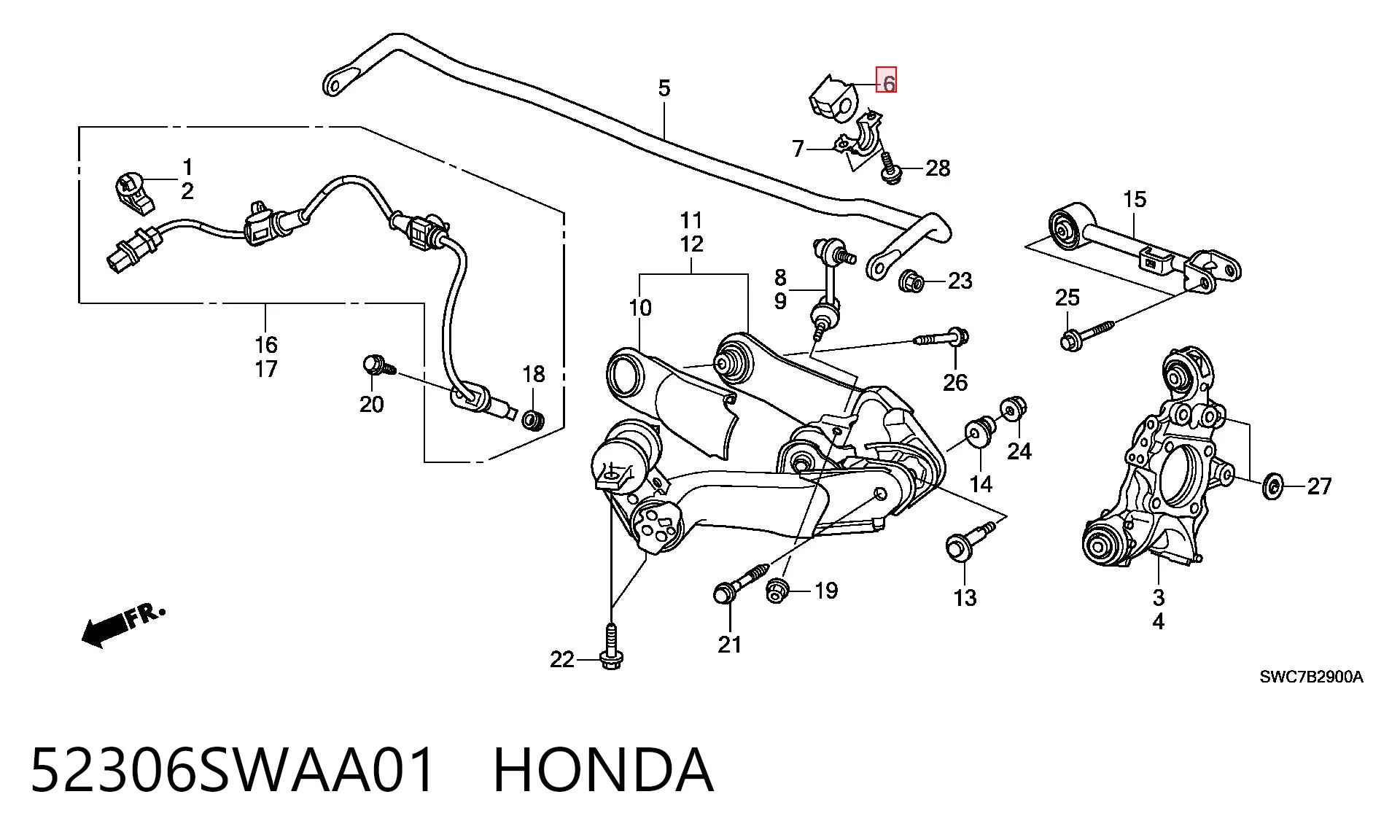52306SWAA01 Honda Прокладка стабильзатора заднего
