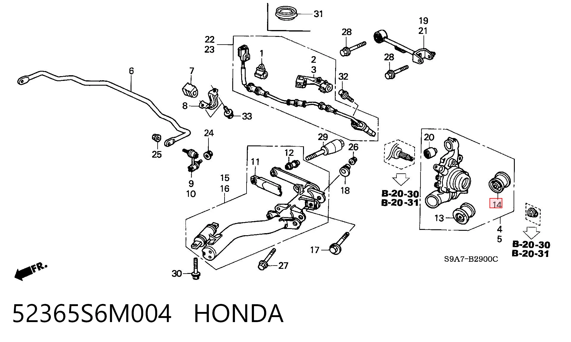 52365S6M004 Honda Сайлентблок цапфы