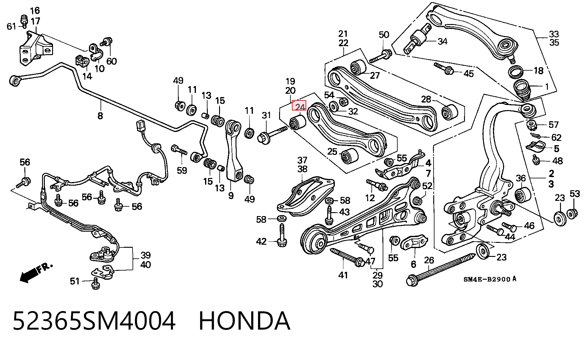 52365SM4004 Honda Сайлентблок задней тяги
