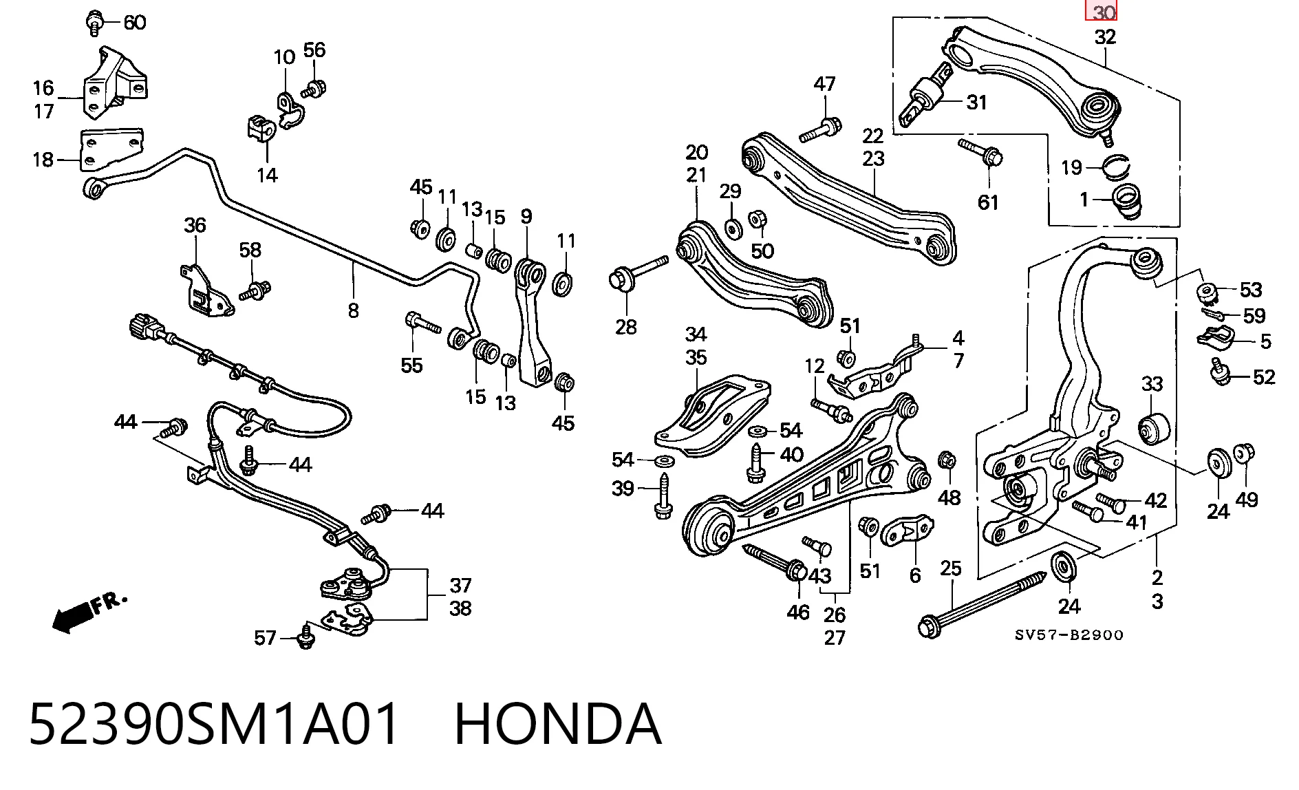 52390SM1A01 Honda Верхний рычаг задней подвески правый