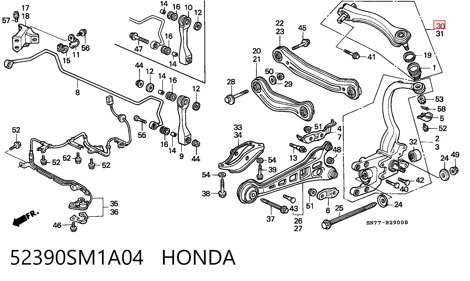 52390SM1A04 Honda Верхний рычаг задней подвески правый