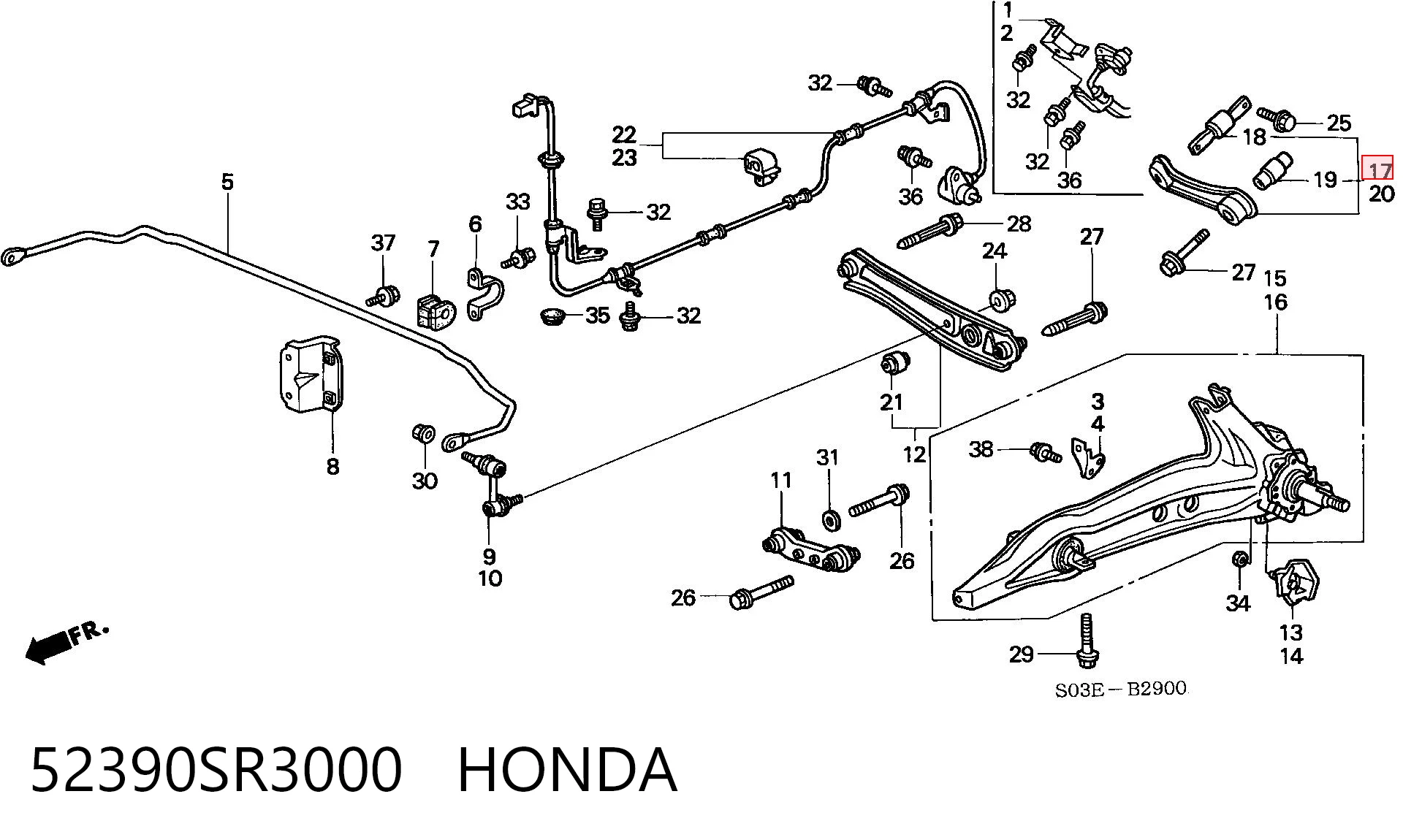 52390SR3000 Honda Верхний рычаг задней подвески правый