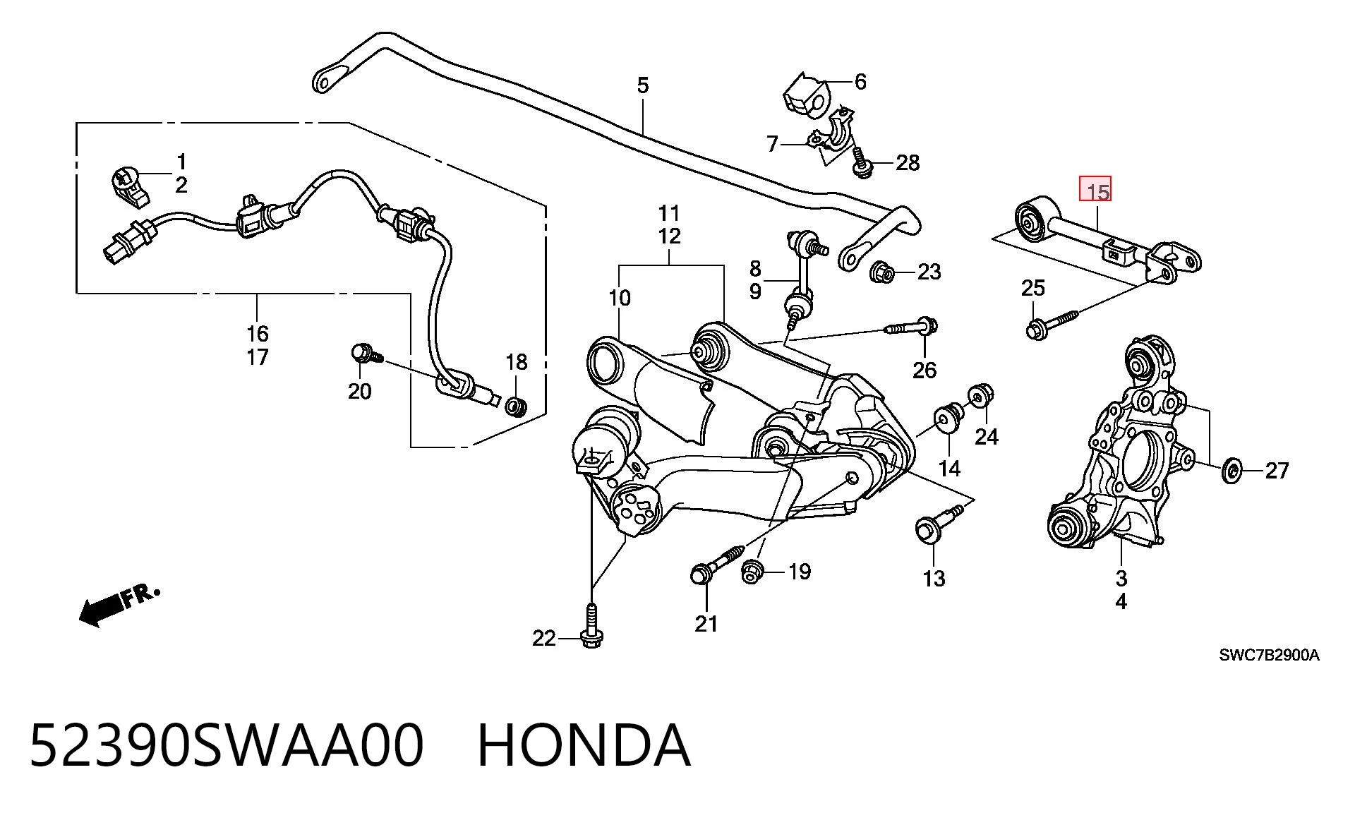52390SWAA00 Honda Балансир задний верхний