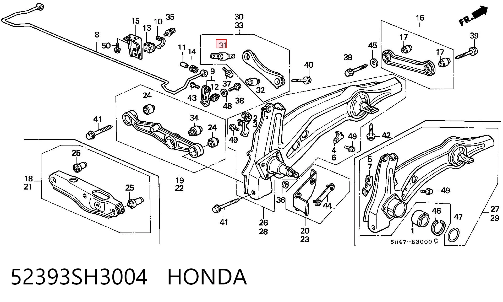 52393SH3004 Honda Полиуретановый сайлентблок заднего верхнего рычага