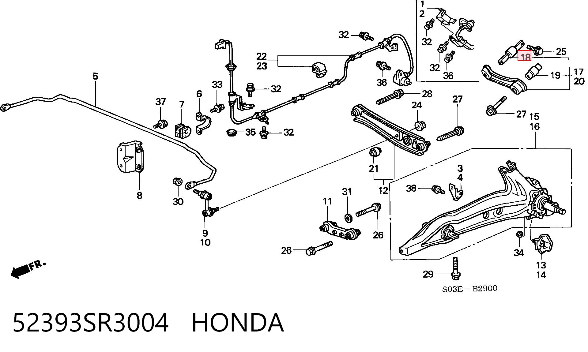 52393SR3004 Honda Полиуретановый сайлентблок заднего верхнего рычага