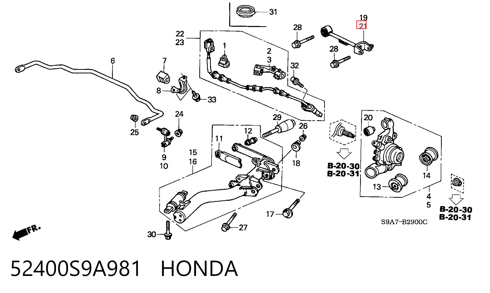 52400S9A981 Honda Верхний рычаг задней подвески левый