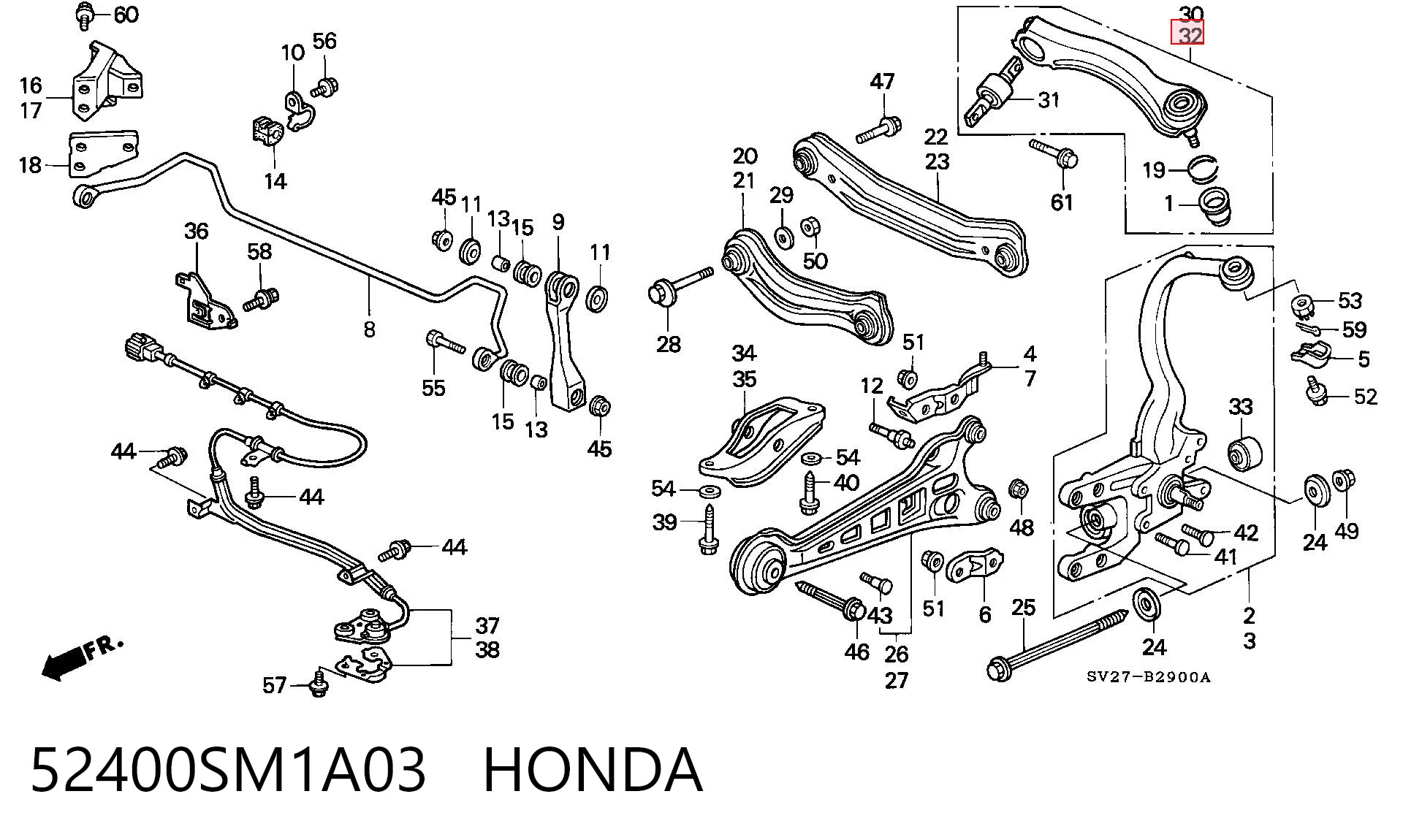 52400SM1A03 Honda Верхний рычаг задней подвески левый