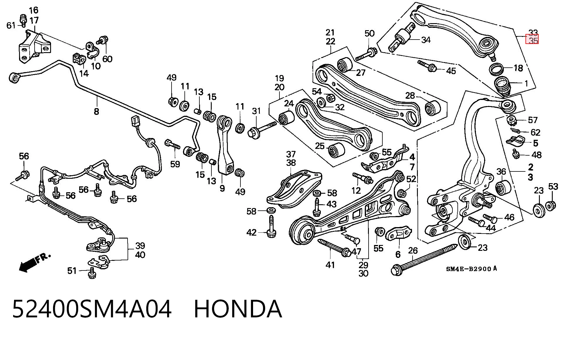 52400SM4A04 Honda Верхний рычаг задней подвески левый