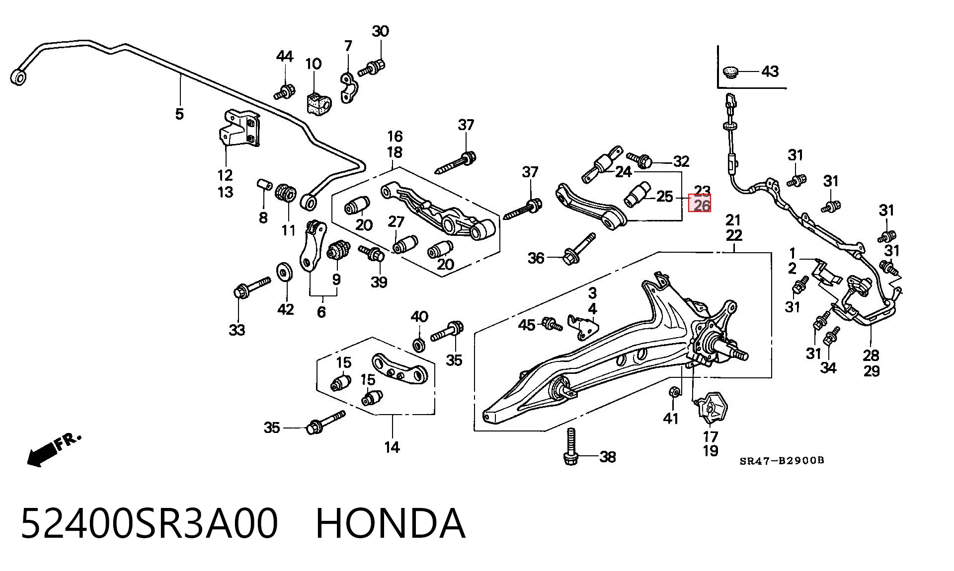 52400SR3A00 Honda Верхний рычаг задней подвески левый