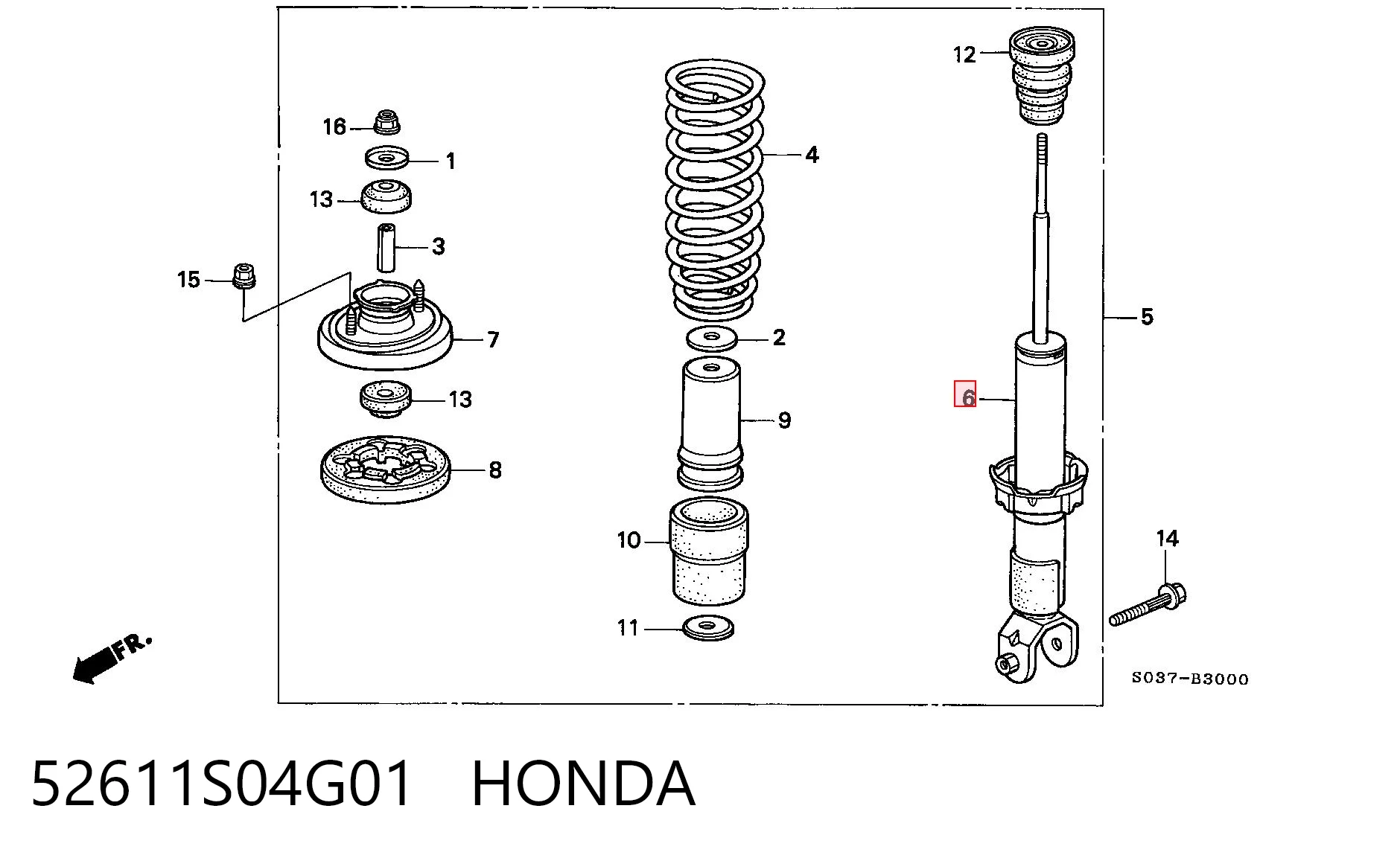 Стойка амортизатора задняя Honda Civic IV седан (ED, EF) (1987 - 1993) цена, от 28.51 USD
