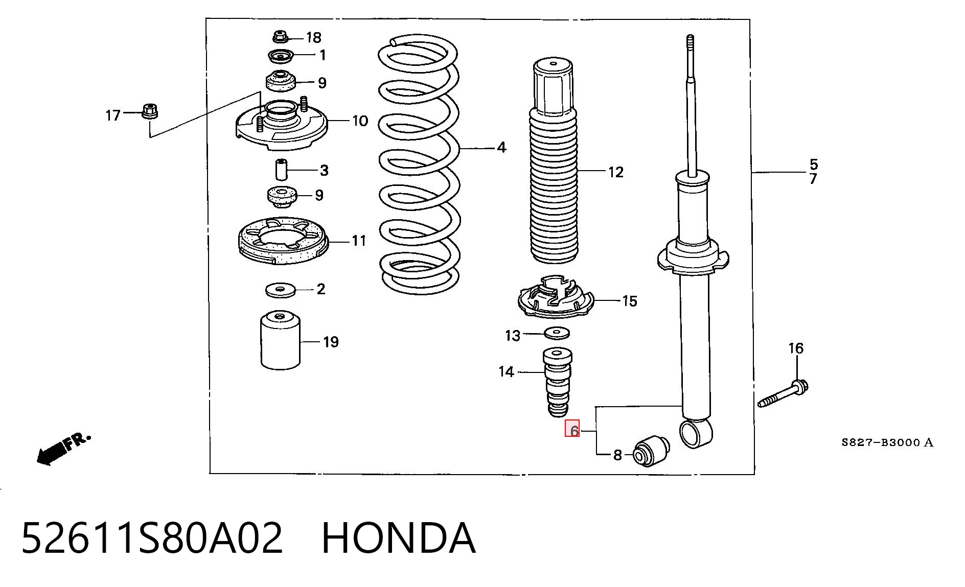 Амортизатор задний HONDA 52611S80A02