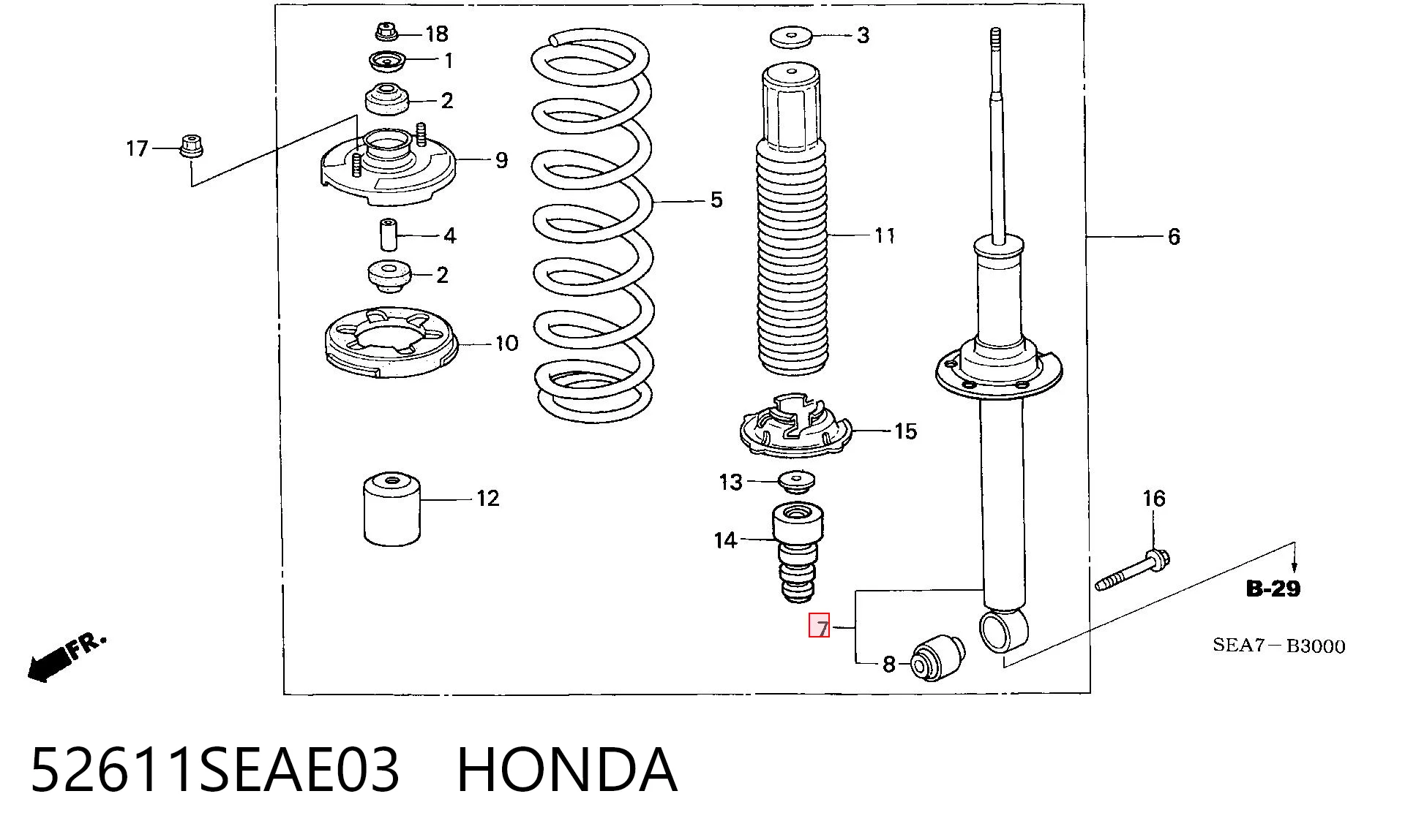 Амортизатор задний HONDA 52611SEAE03
