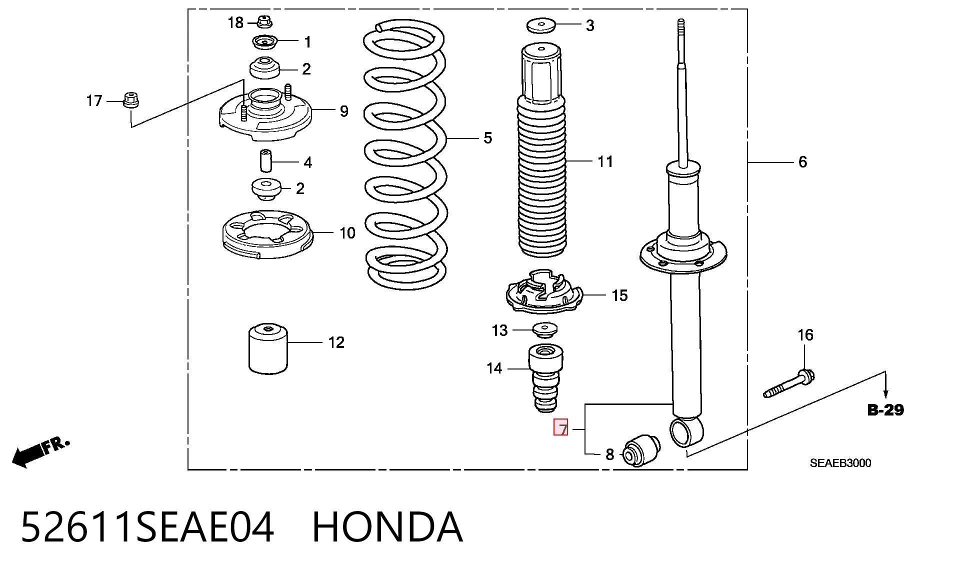 Амортизатор задний HONDA 52611SEAE04
