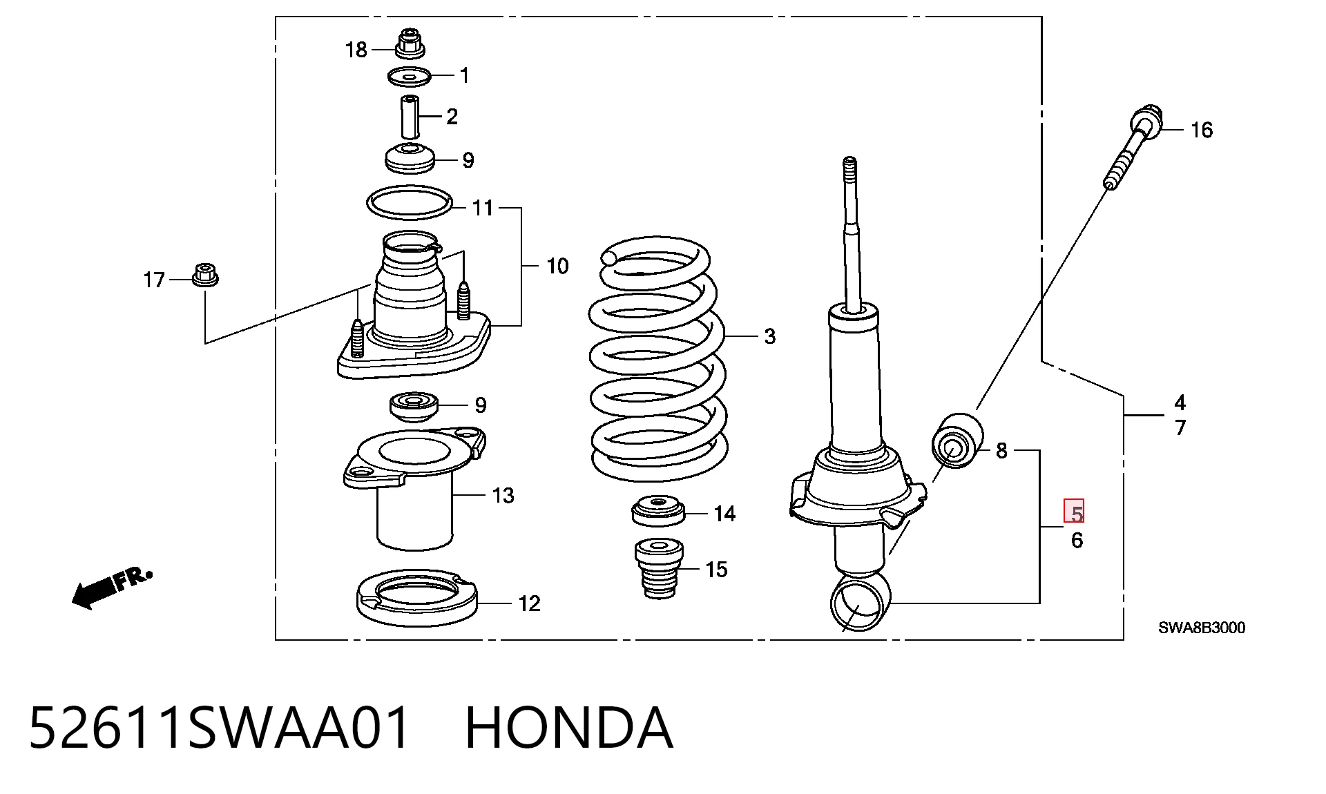 52611SWAA01 Honda Амортизаторы задние