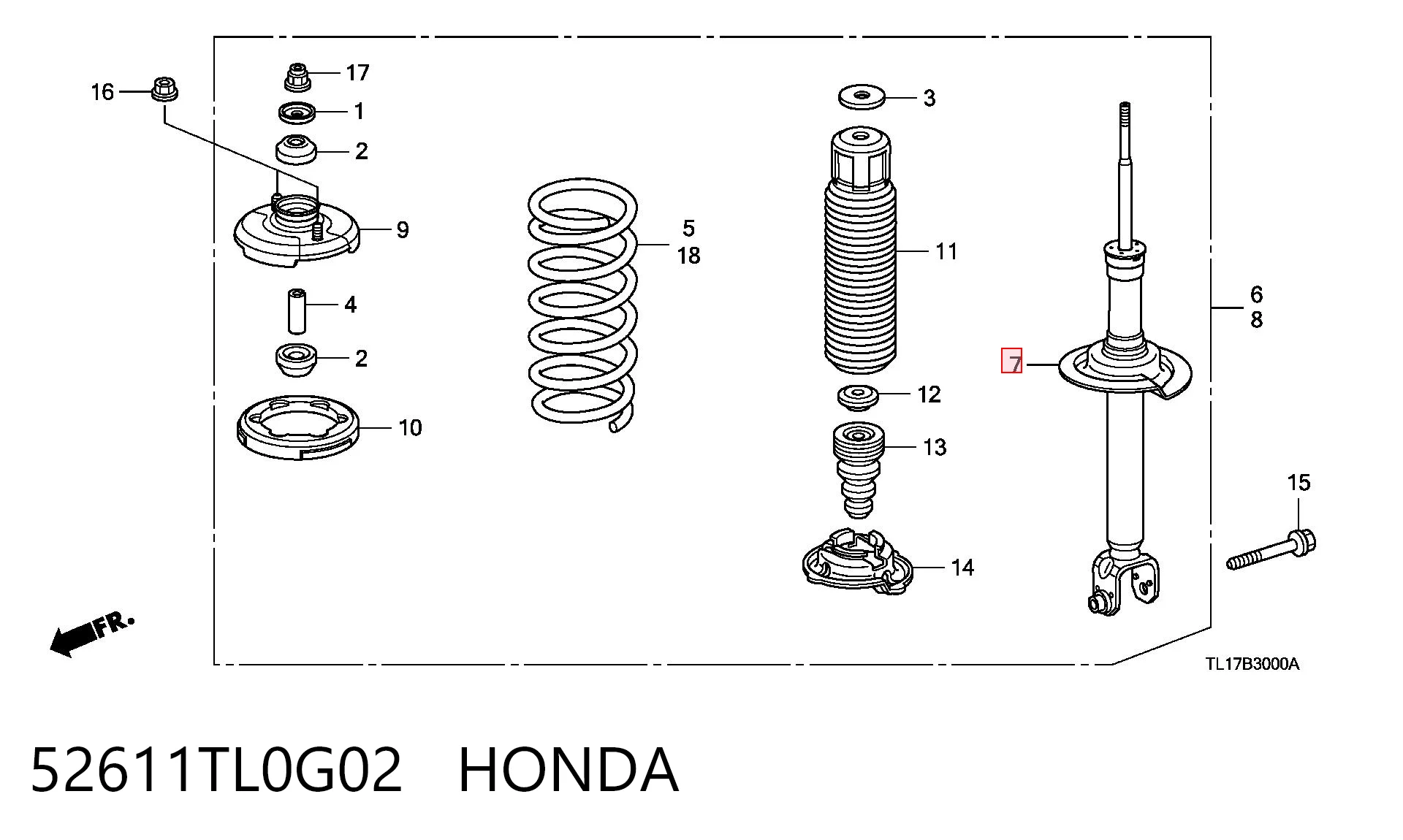 Амортизатор задний HONDA 52611TL0G02