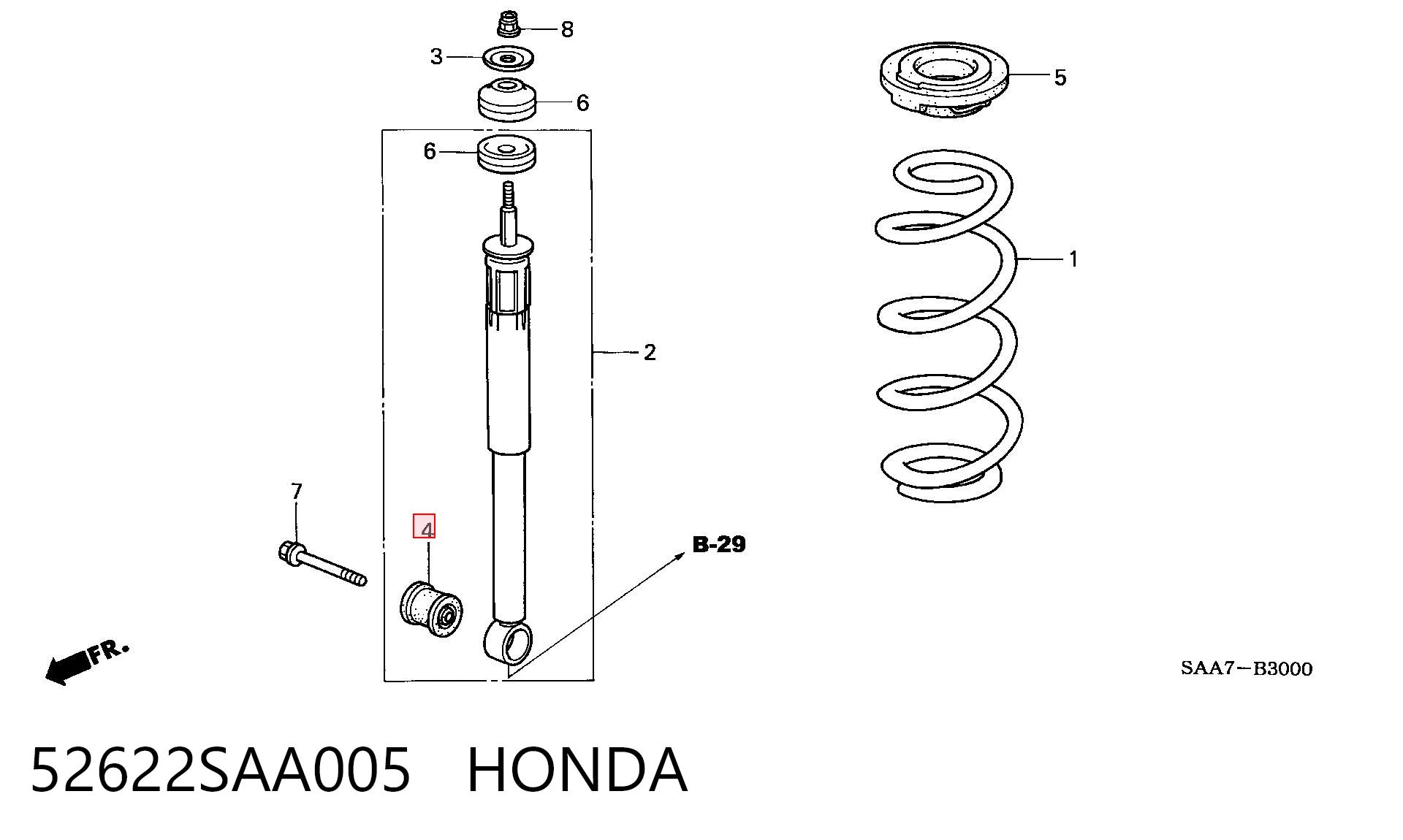 втулка крепления заднего амортизатора на Honda Jazz  GD, GE