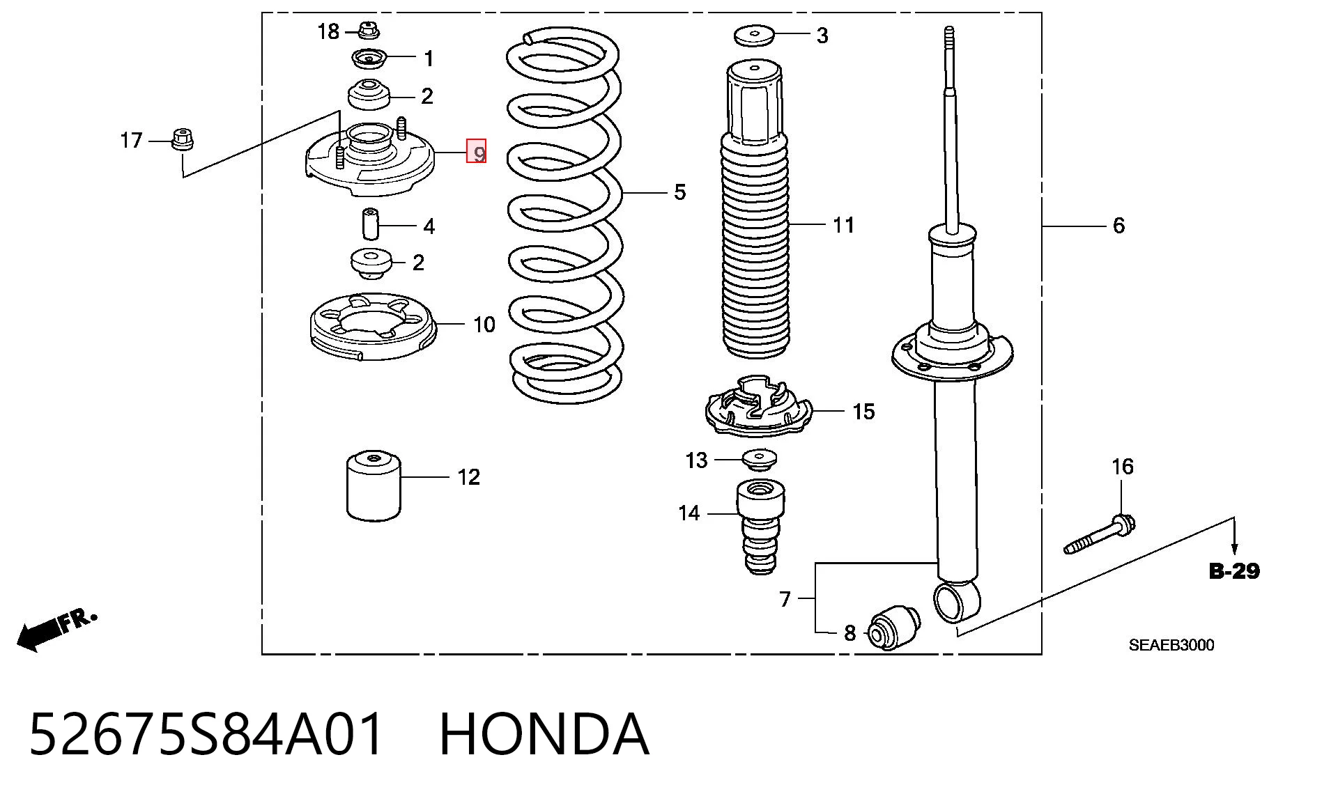 52675S84A01 Honda Опора амортизатора