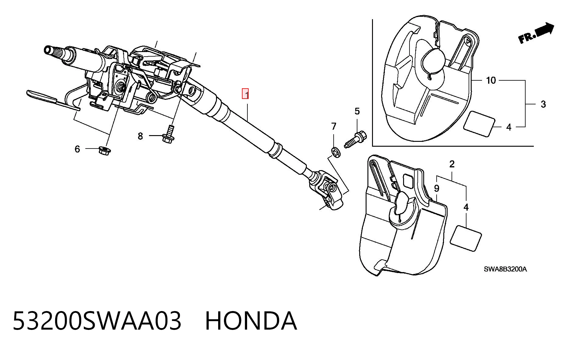 53200SWAA03 Honda Колонка рулевого управления
