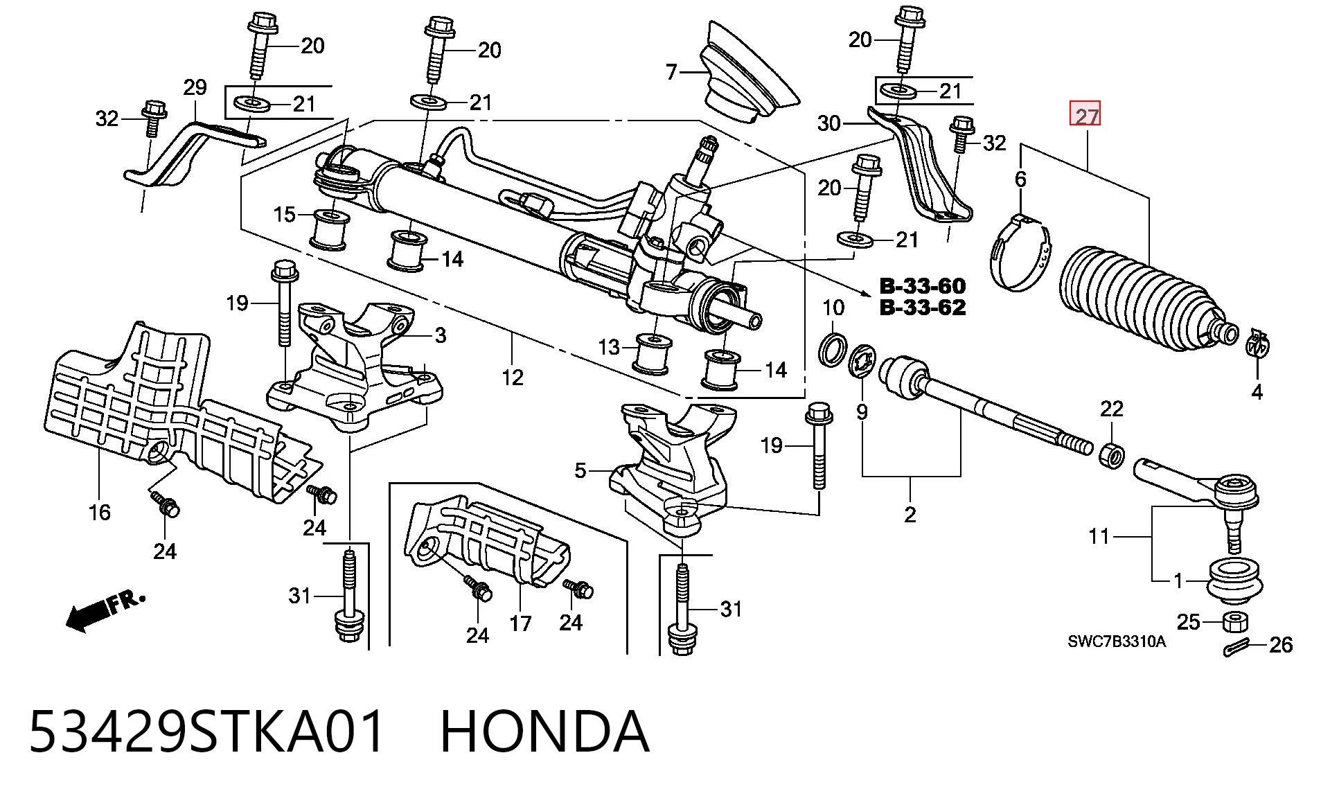 53429STKA01 Honda Пыльник рулевой тяги