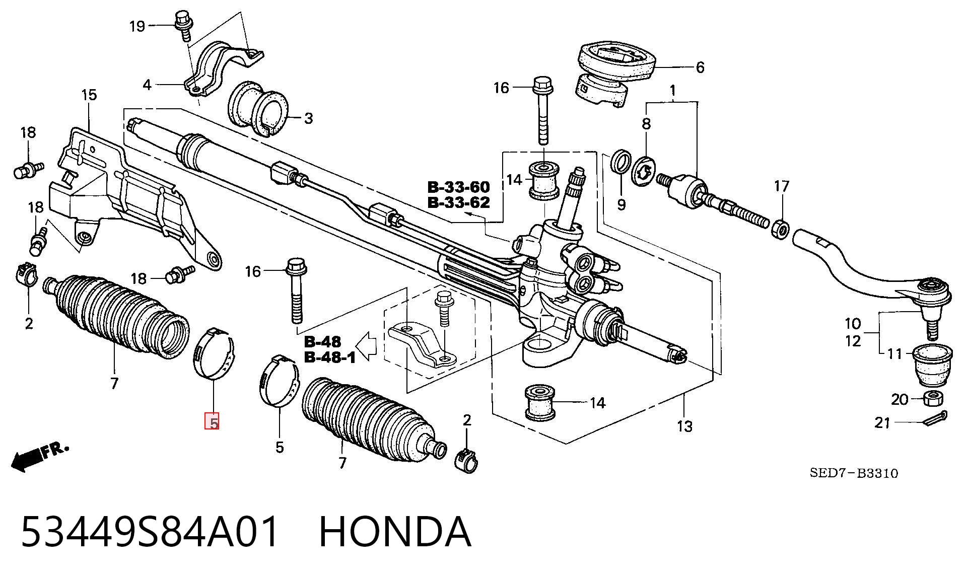 53449S84A01 Honda Хомут пыльника рулевой рейки
