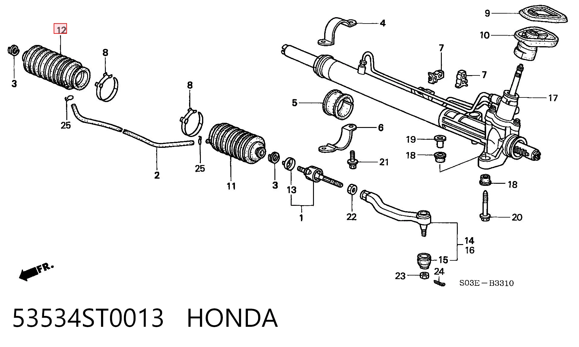 53534ST0013 Honda Пыльник рулевой тяги