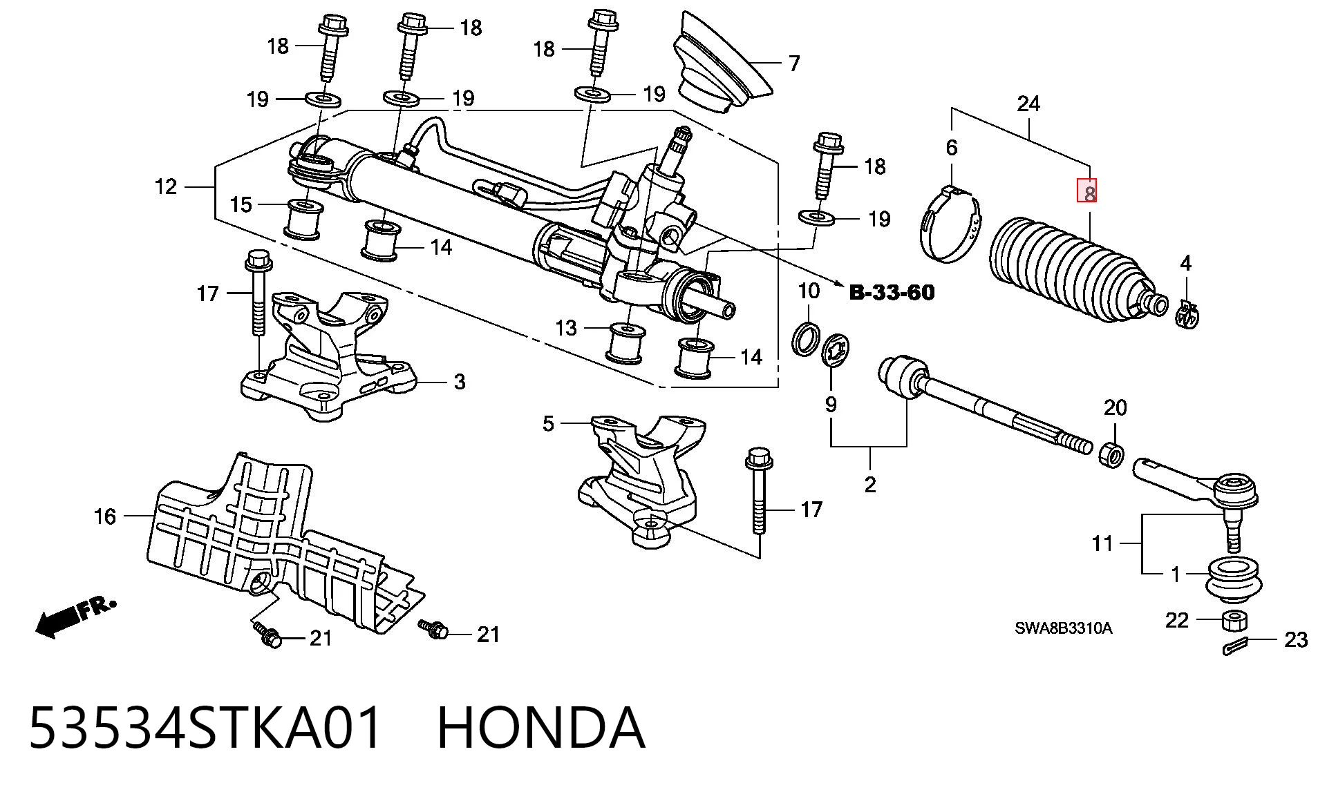 53534STKA01 Honda Пыльник рулевой тяги