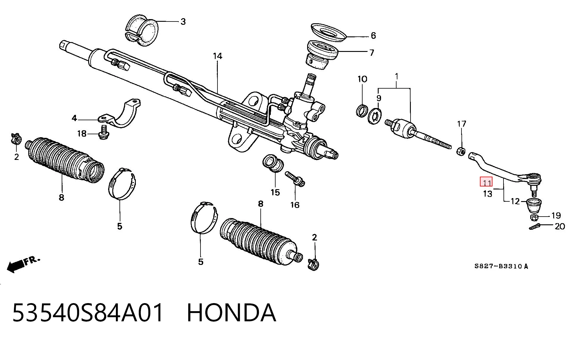 53540S84A01 Honda Наружный наконечник рулевой тяги