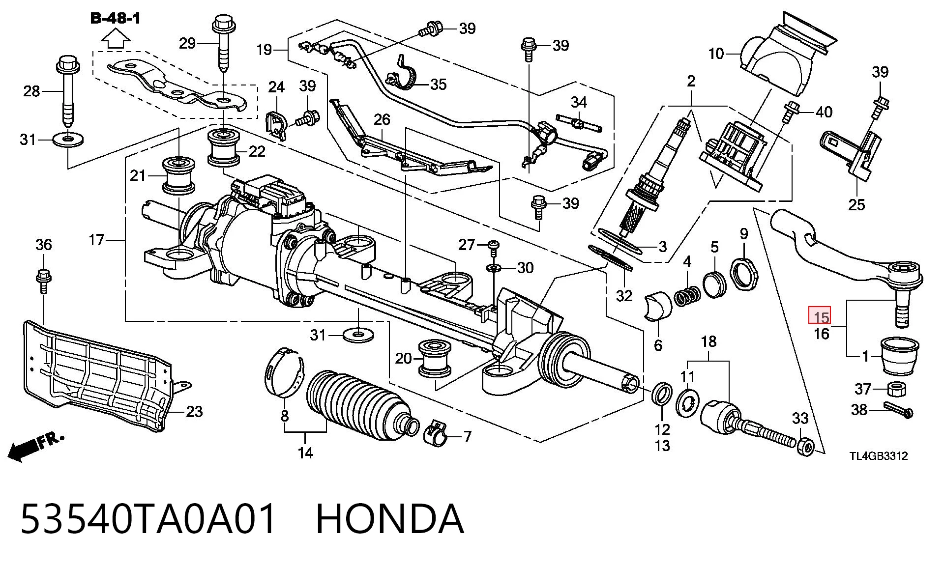 53540TA0A01 Honda Наружный наконечник рулевой тяги