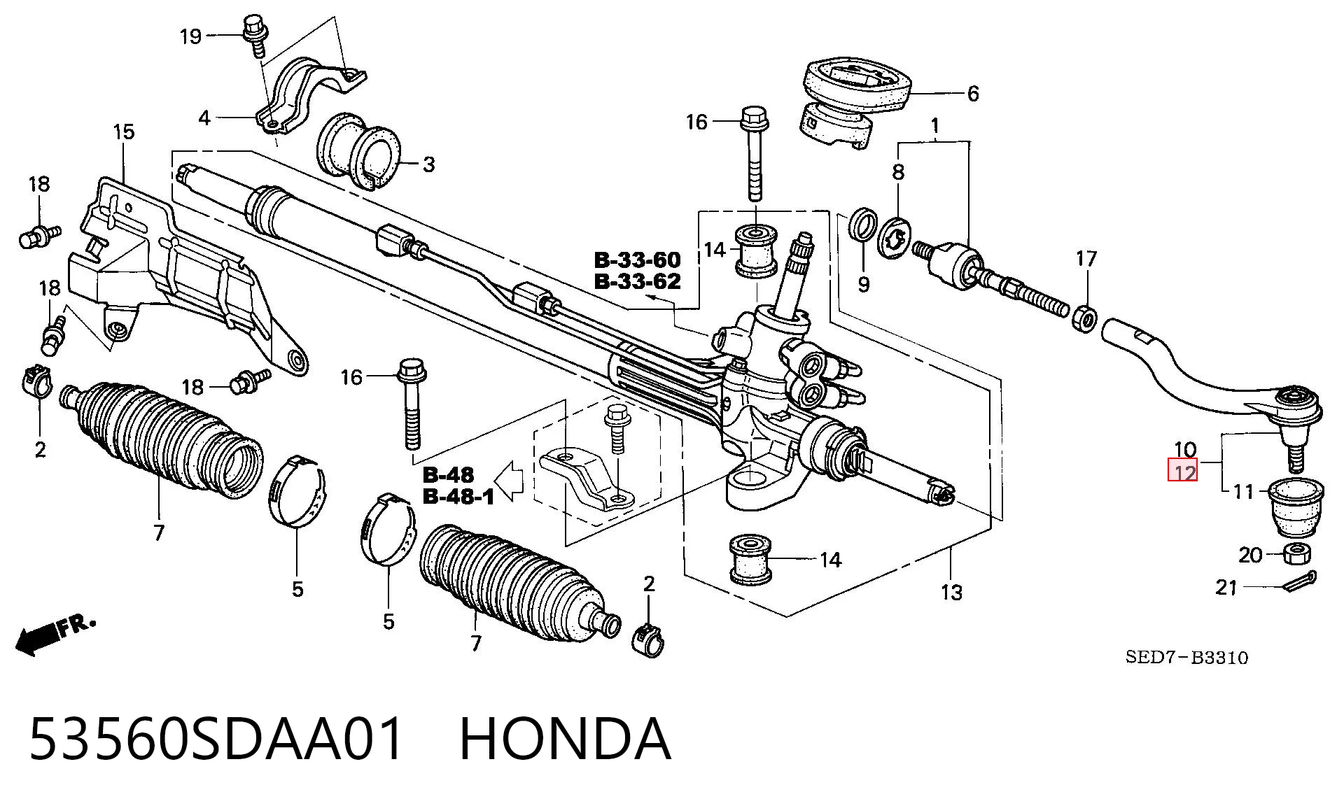 53560SDAA01 Honda Наружный наконечник рулевой тяги