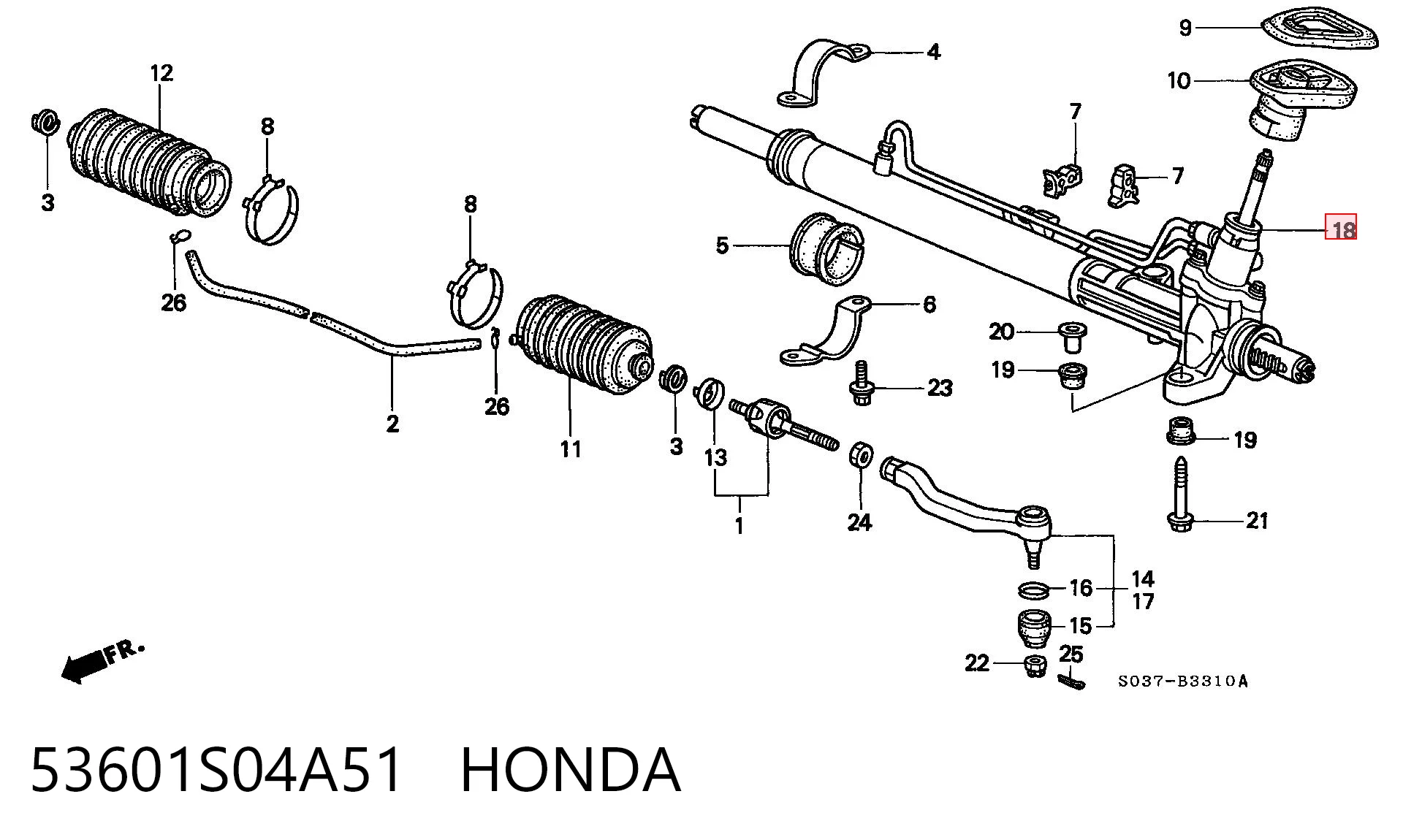 53601S04A51 Honda Управление рулевое в сборе