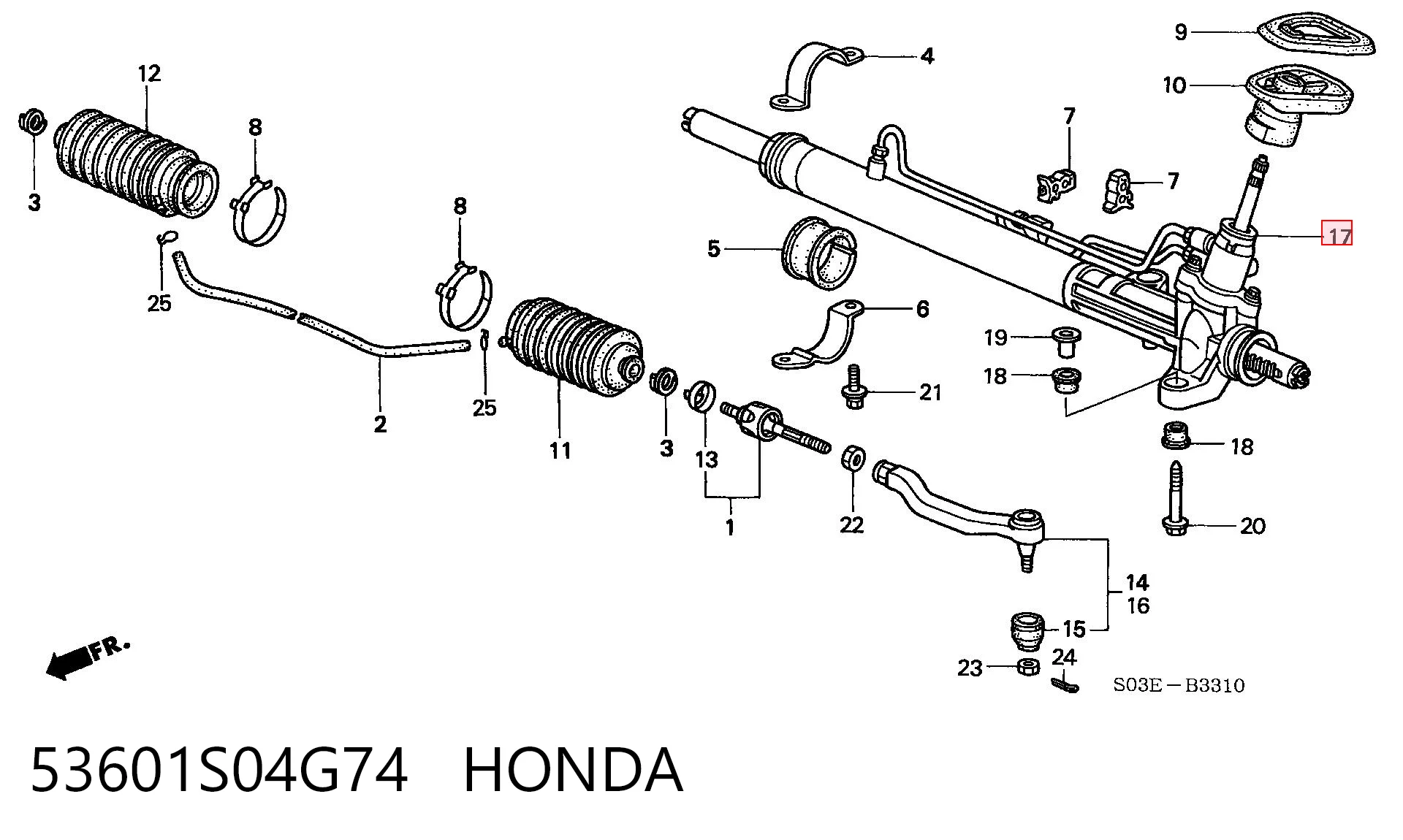 Рейка рулевая HONDA 53601S04G74