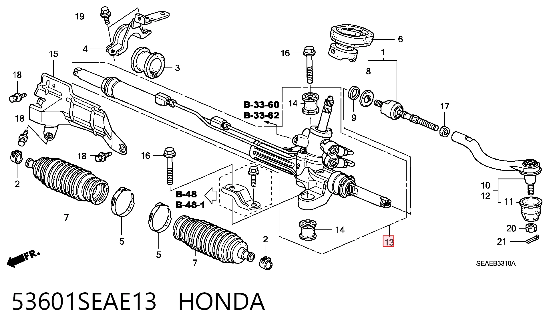 53601SEAE13 Honda Управление рулевое в сборе