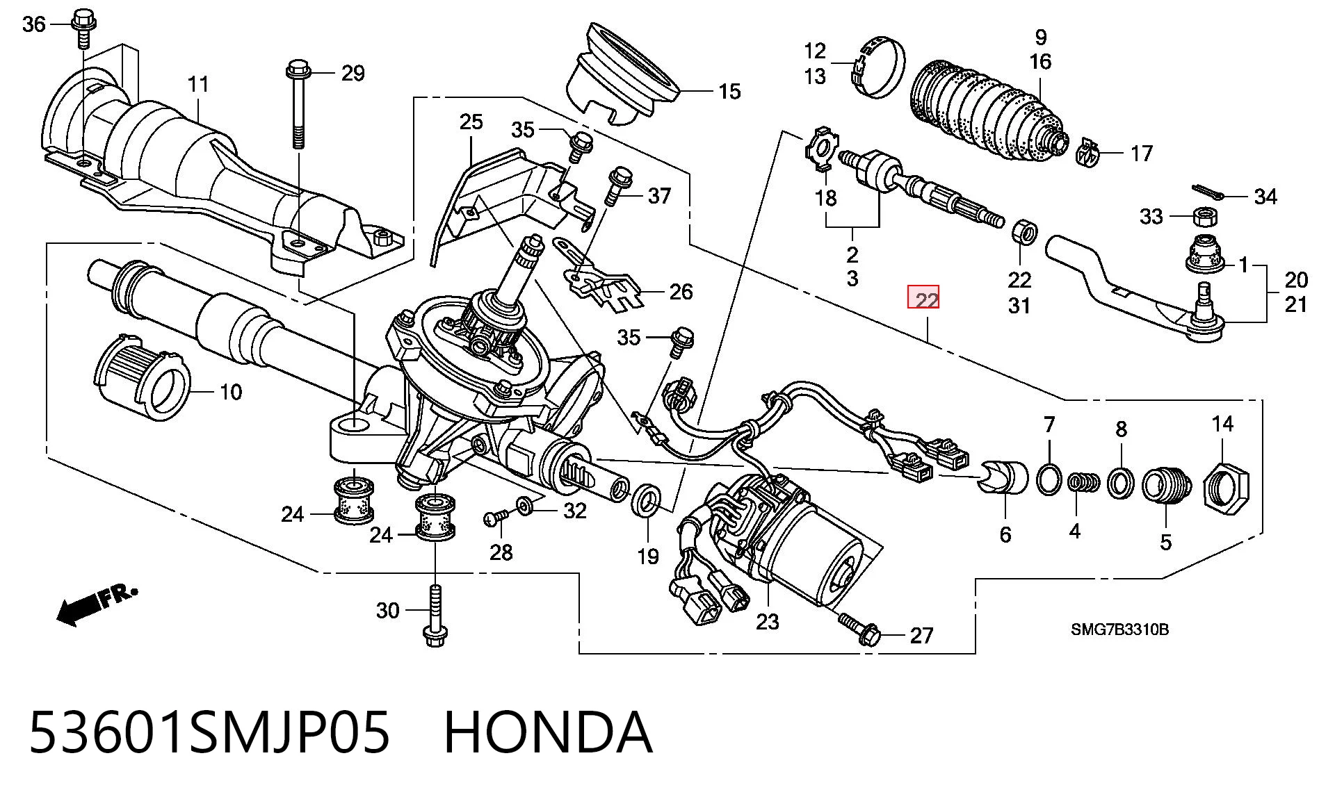 Рейка рулевая HONDA 53601SMJP05