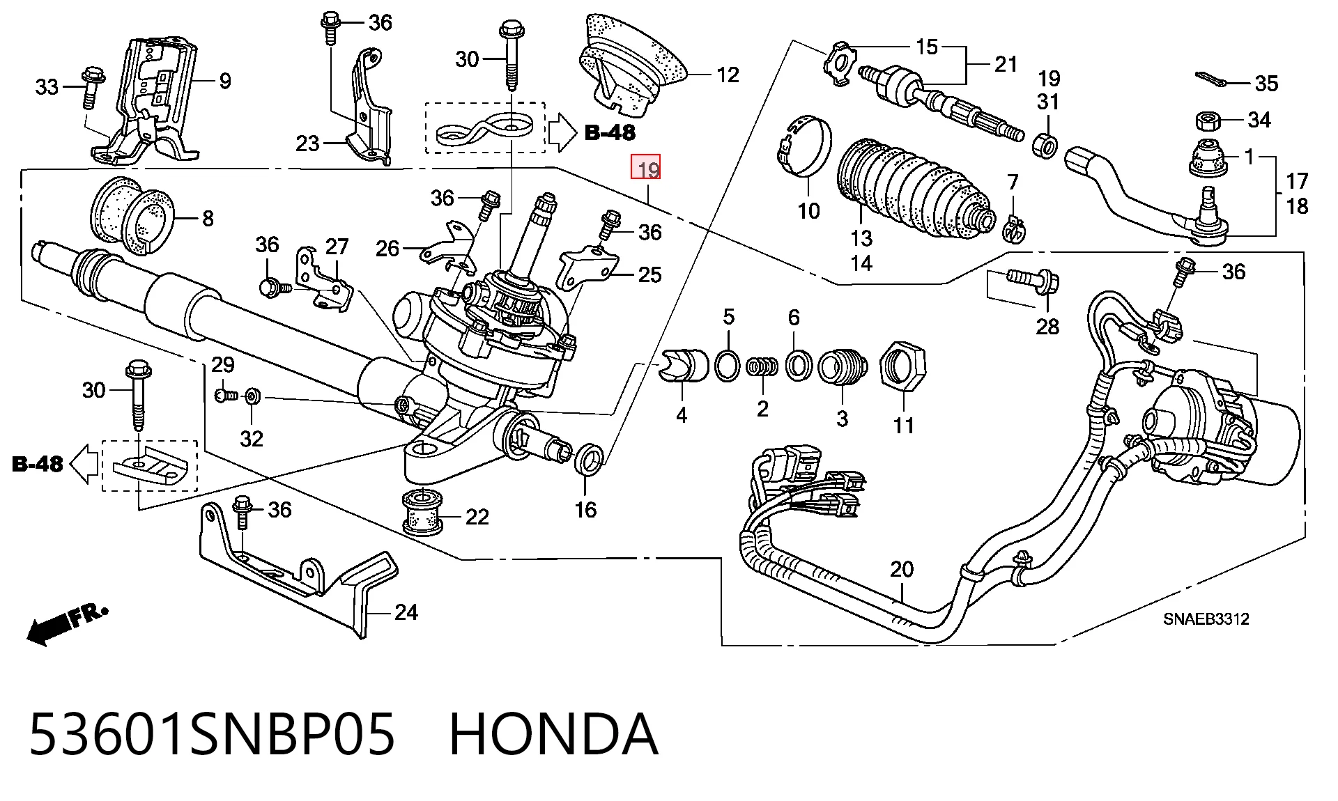 53601SNBP05 Honda Управление рулевое в сборе