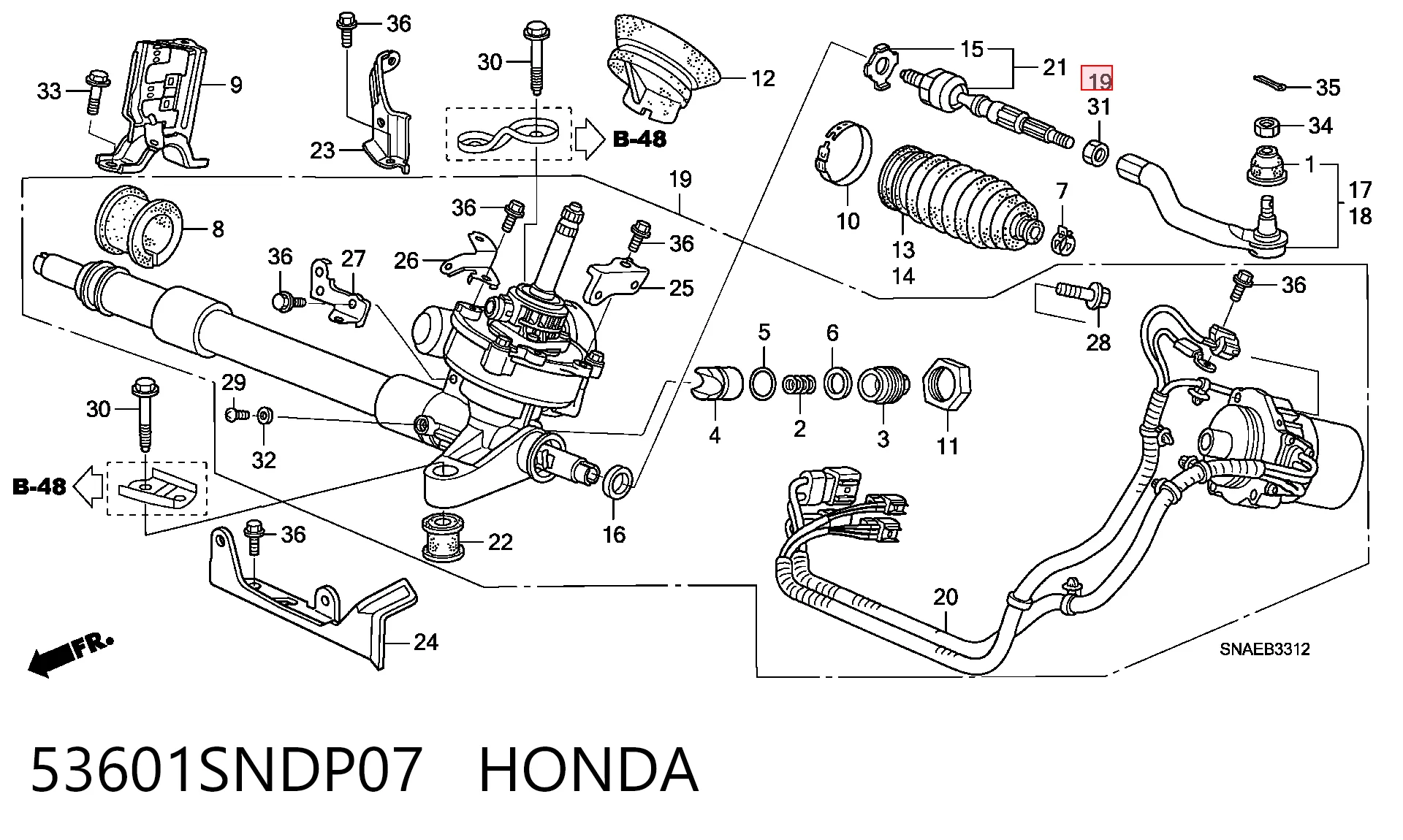 53601SNDP07 Honda Управление рулевое в сборе