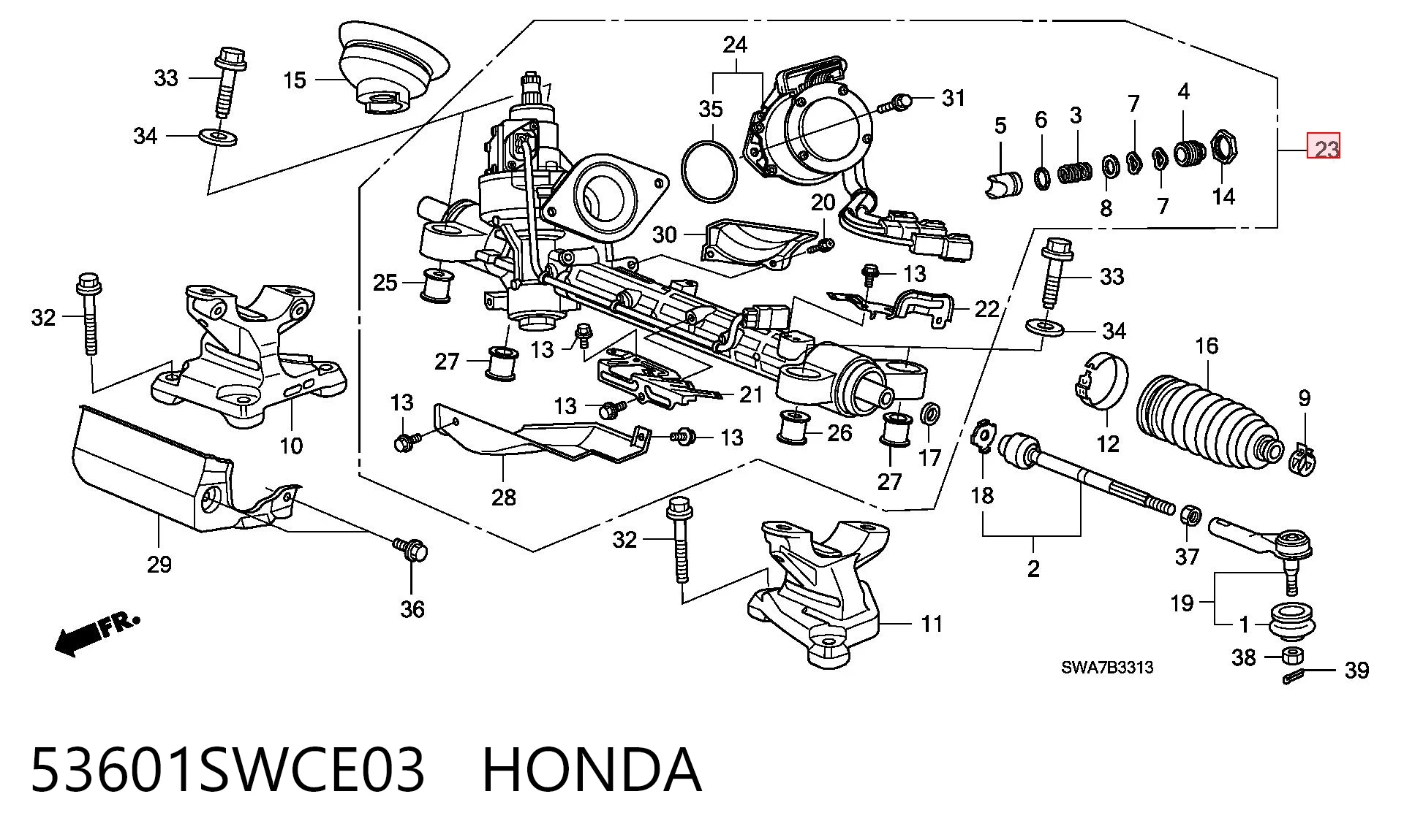 53601SWCE03 Honda Управление рулевое в сборе