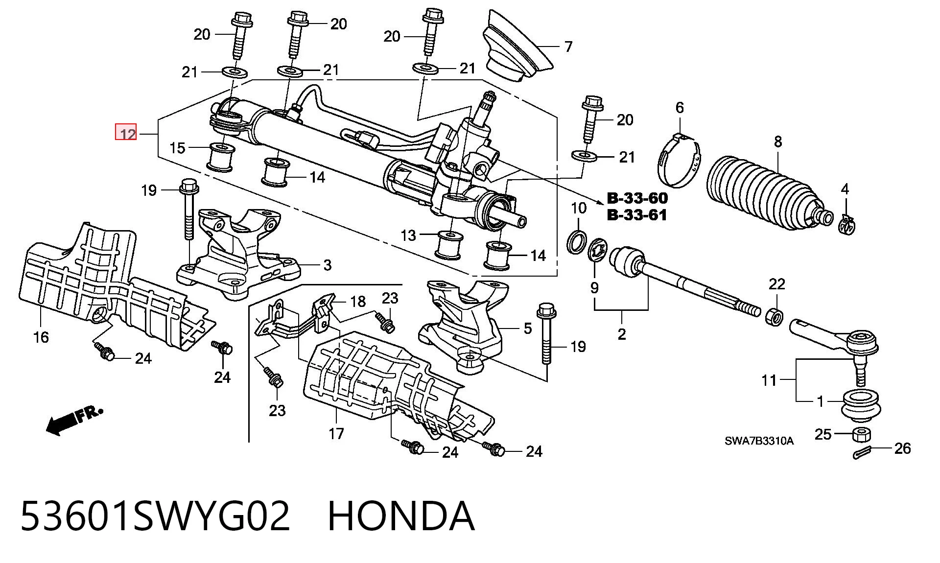 53601SWYG02 Honda Управление рулевое в сборе