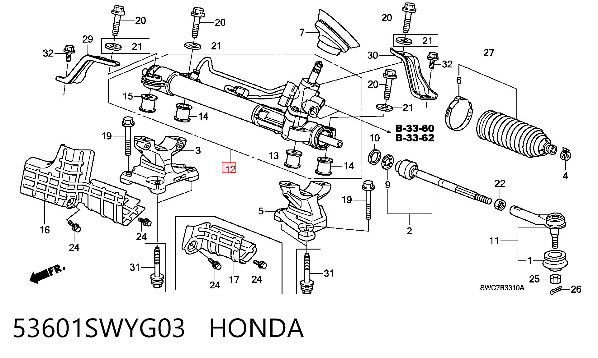 53601SWYG03 Honda Управление рулевое в сборе