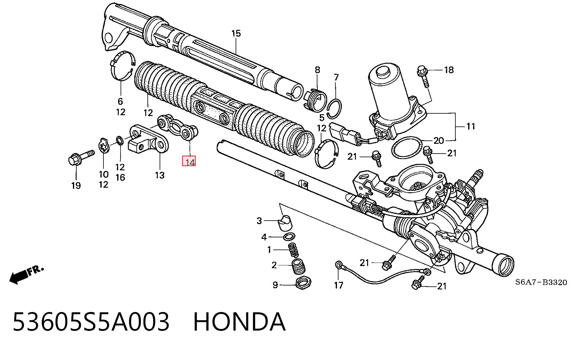 53605S5A003 Honda Хомут крепления рулевой рейки