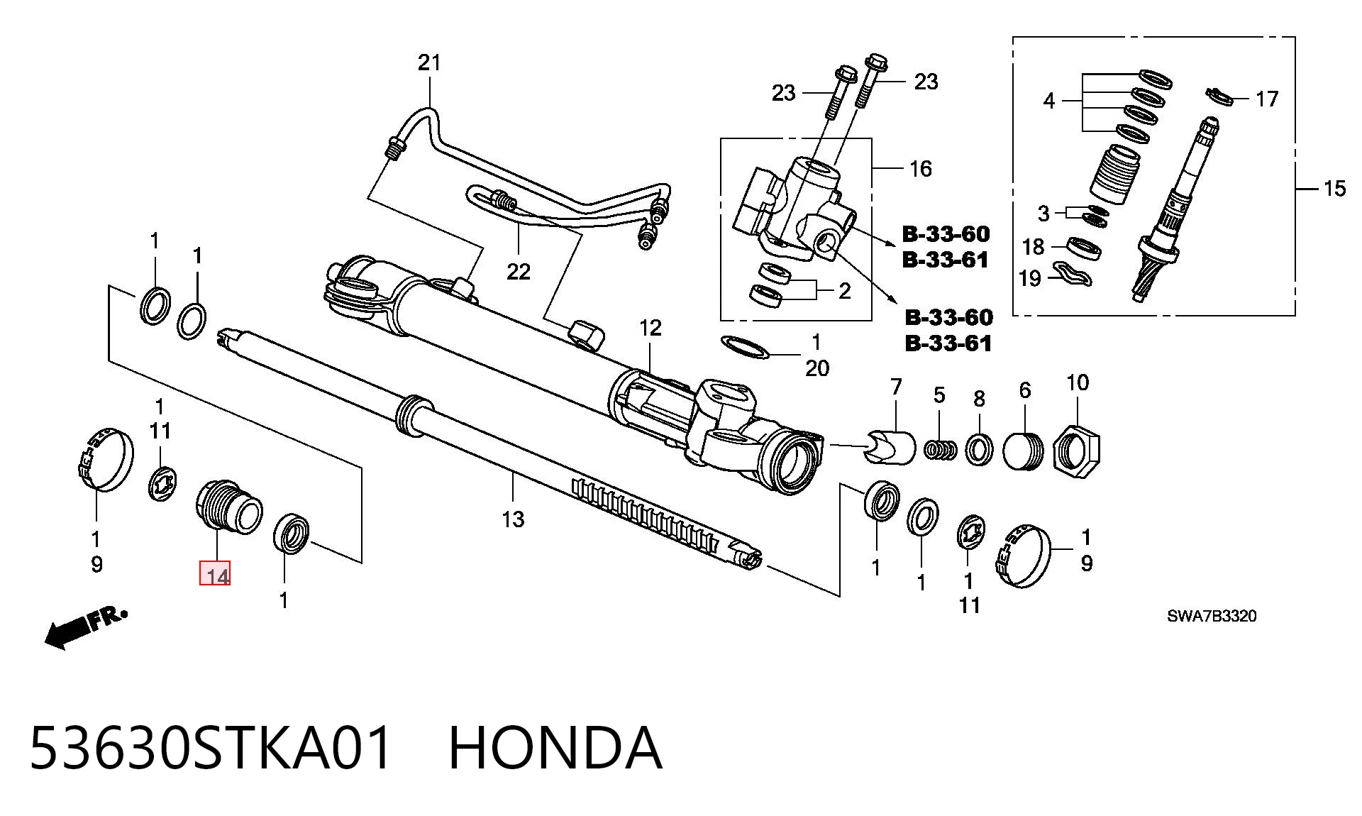 53630STKA01 Honda Гайка стопорная рулевой рейки