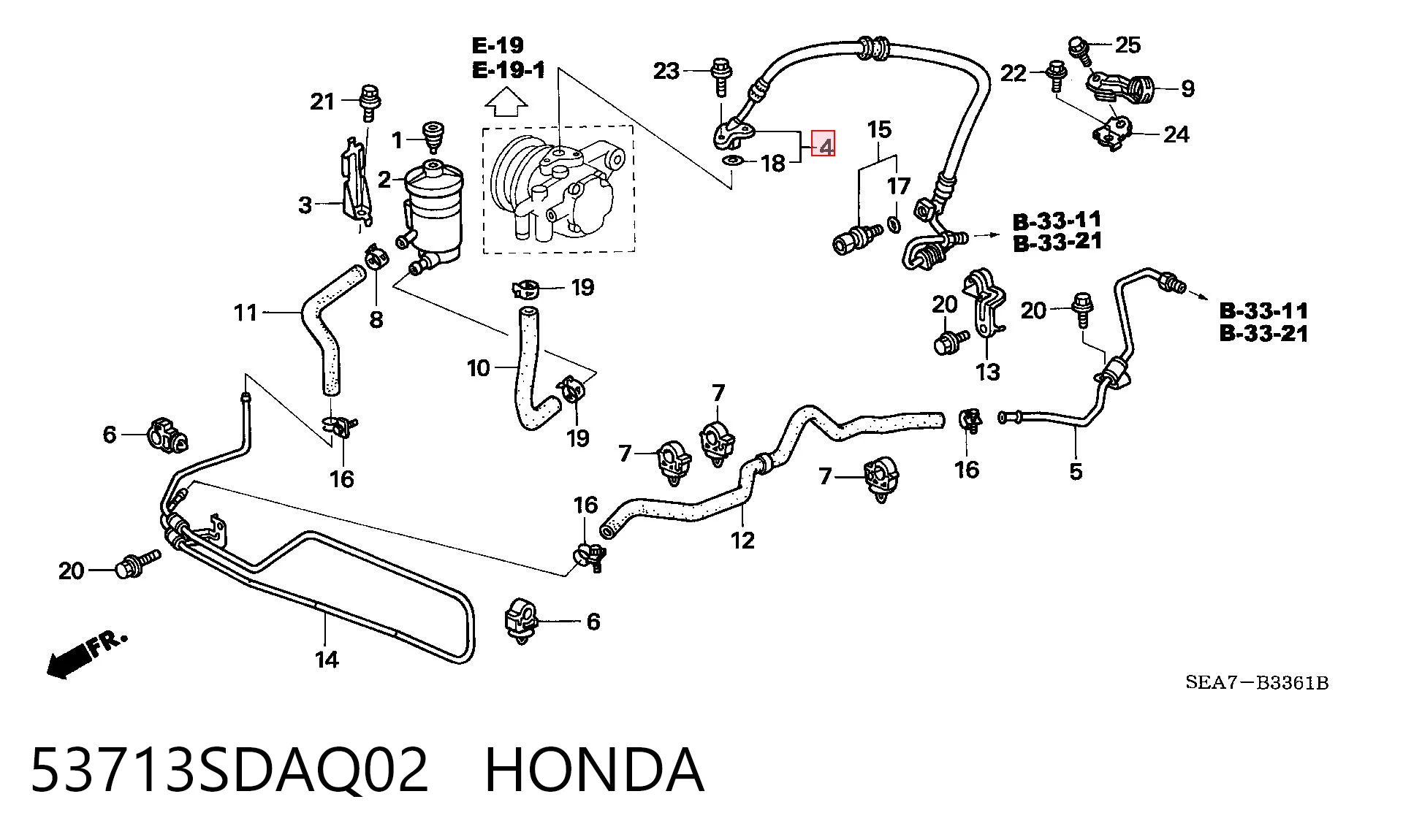 53713SDAQ02 Honda Патрубок ГУР высокого давления