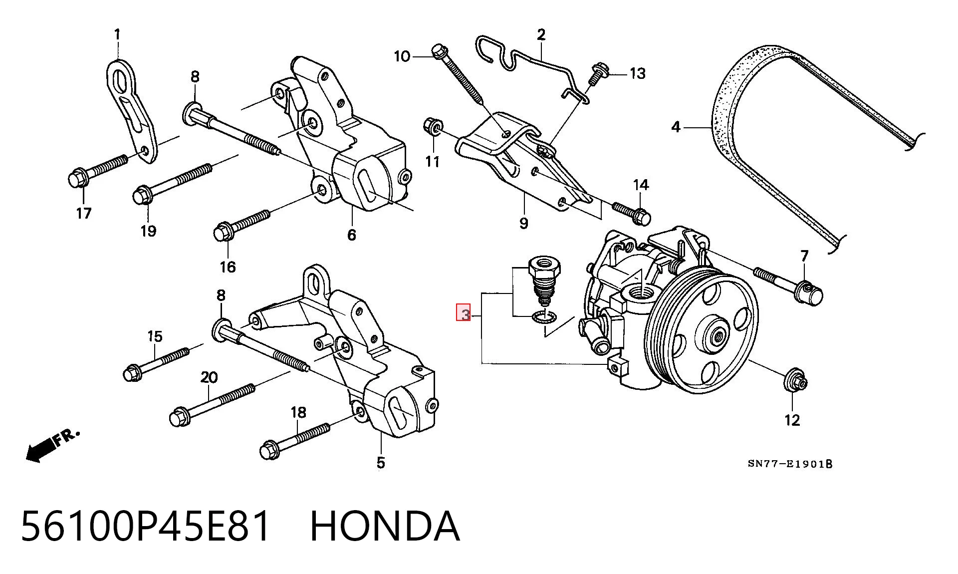 ГУР руля на Honda Accord V CC7