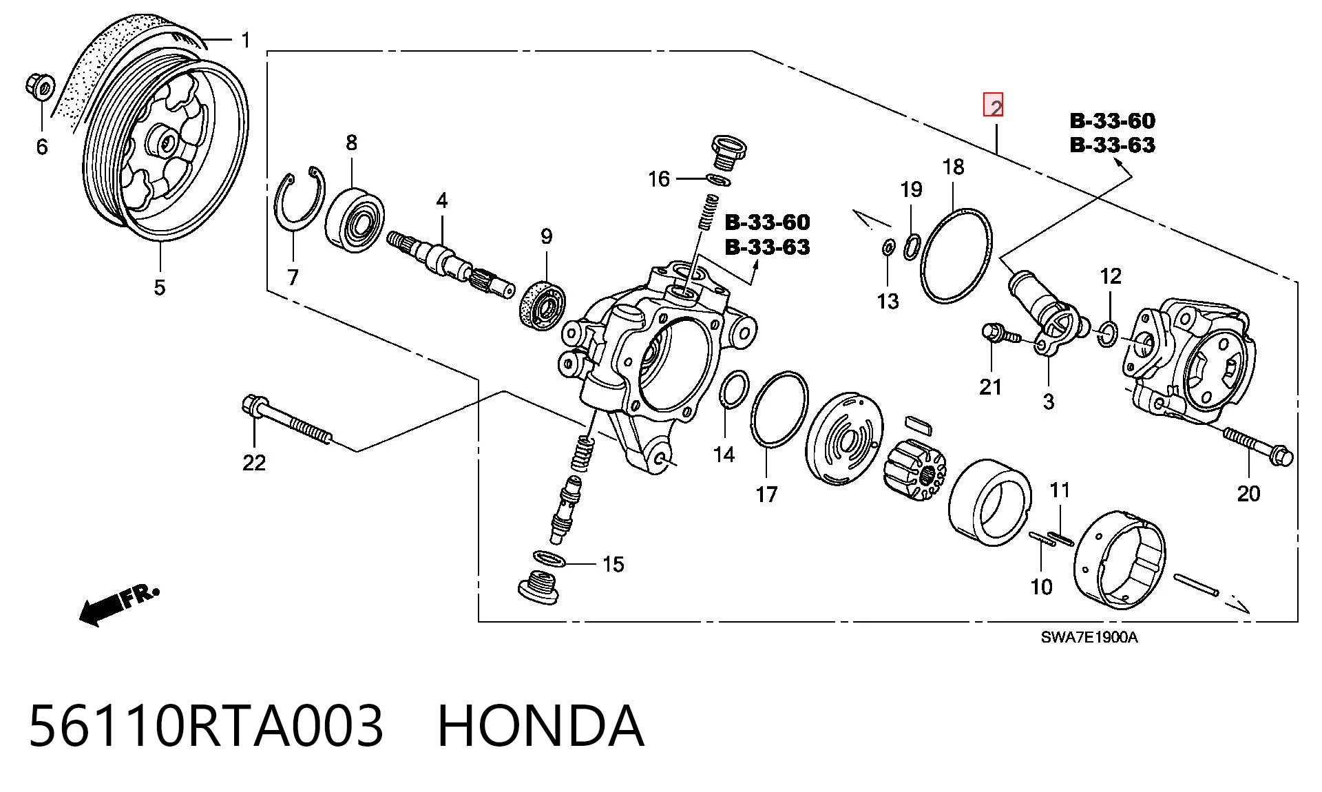 56110RTA003 Honda ГУР руля