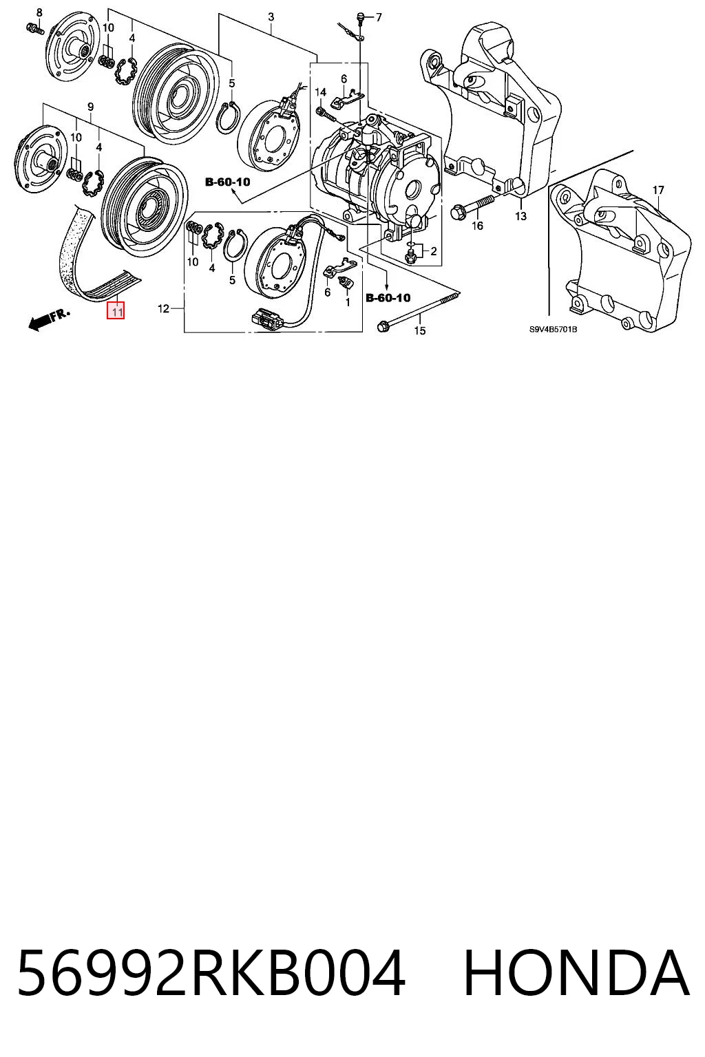 56992RKB004 Honda Поликлиновый ремень