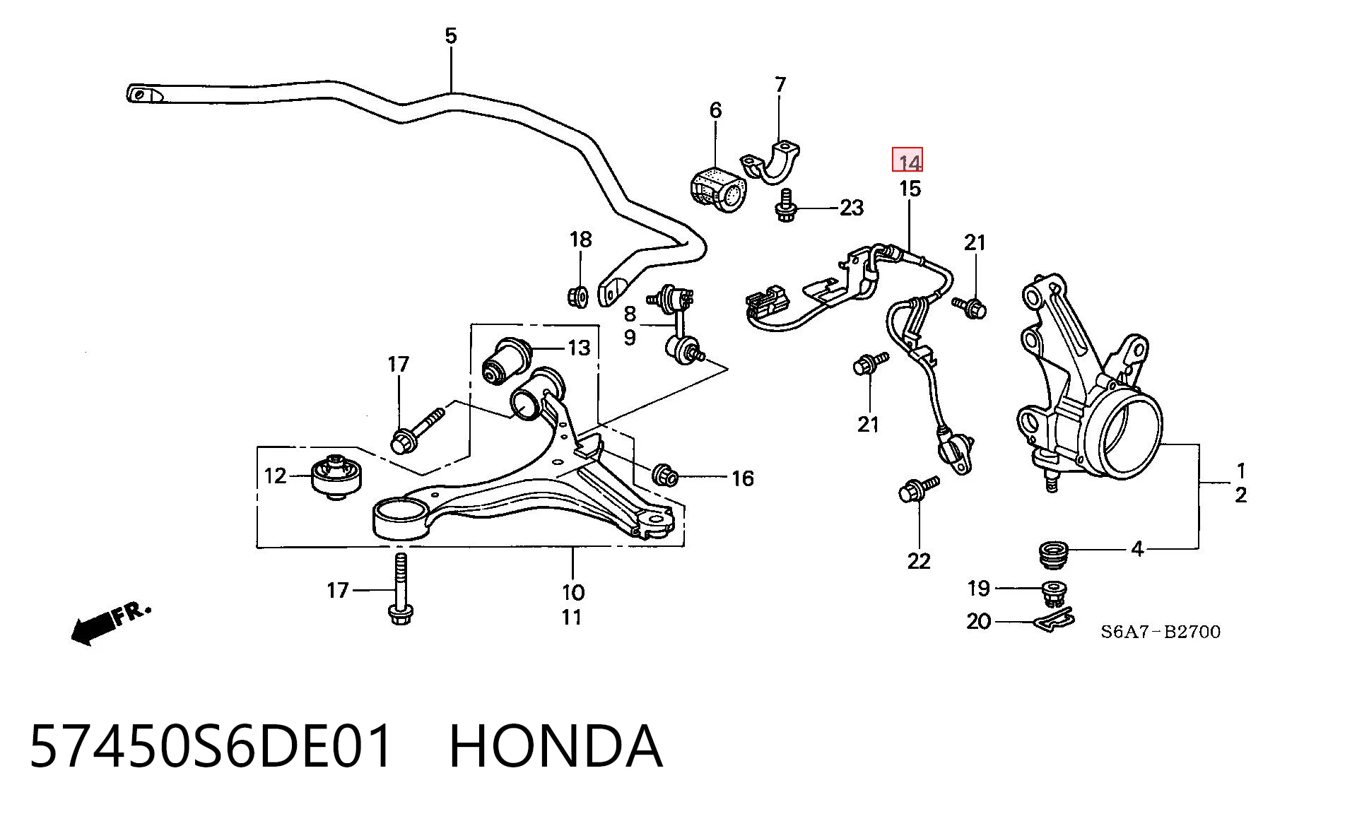 57450S6DE01 Honda Датчик ABS передний правый