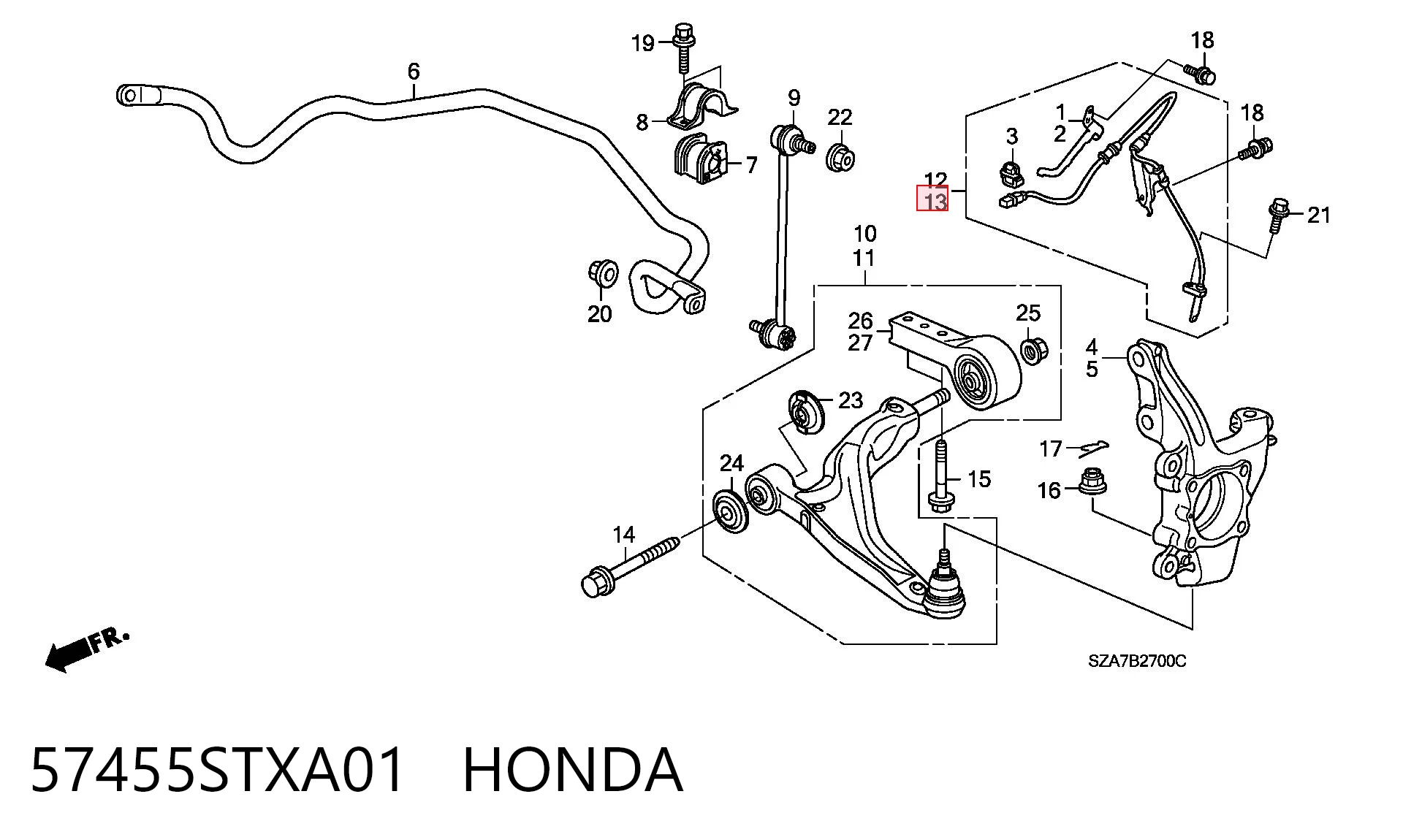 57455STXA01 Honda Сенсор АБС