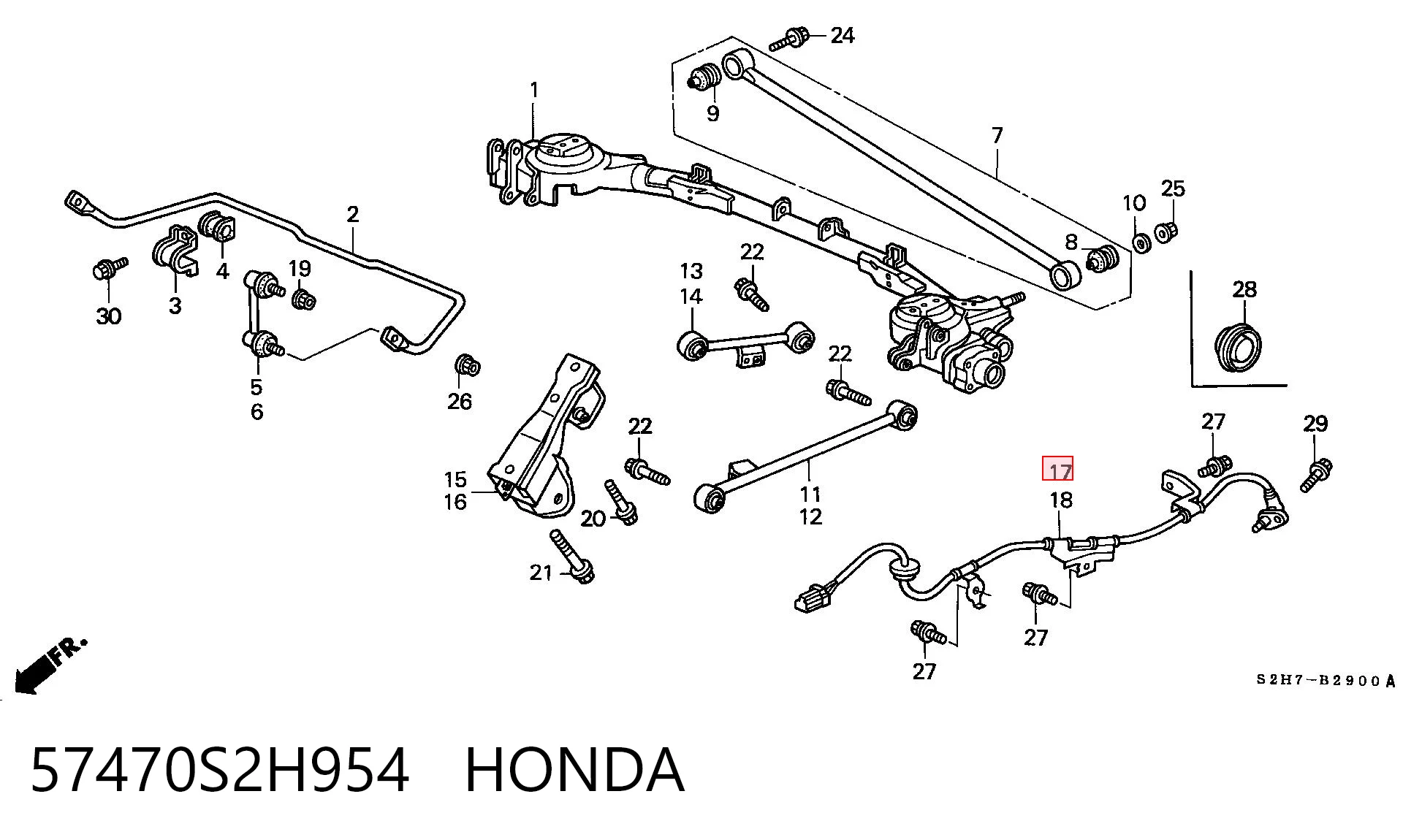 57470S2H954 Honda Датчик АБС (ABS) задний, правый