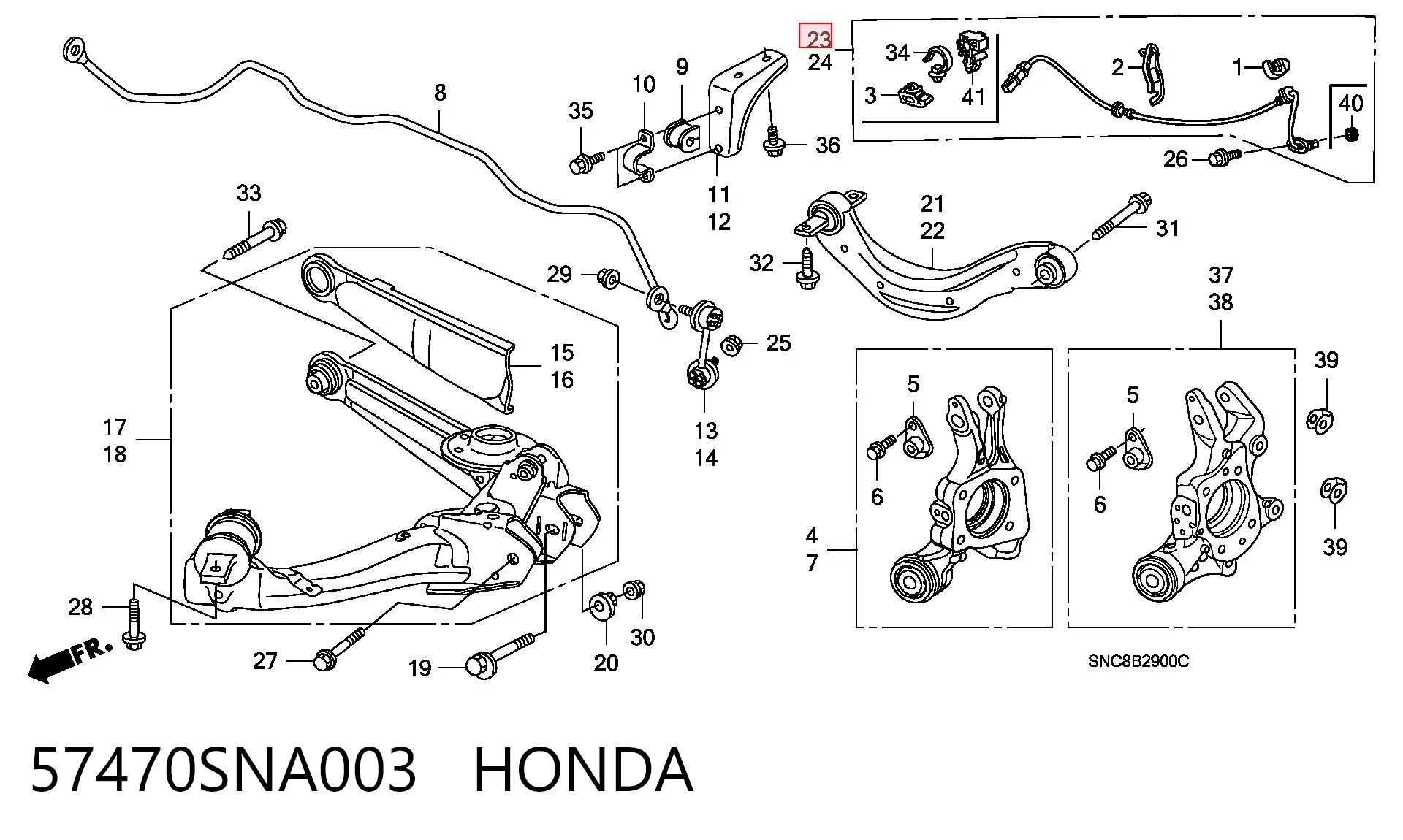 57470SNA003 Honda Датчик АБС (ABS) задний, правый
